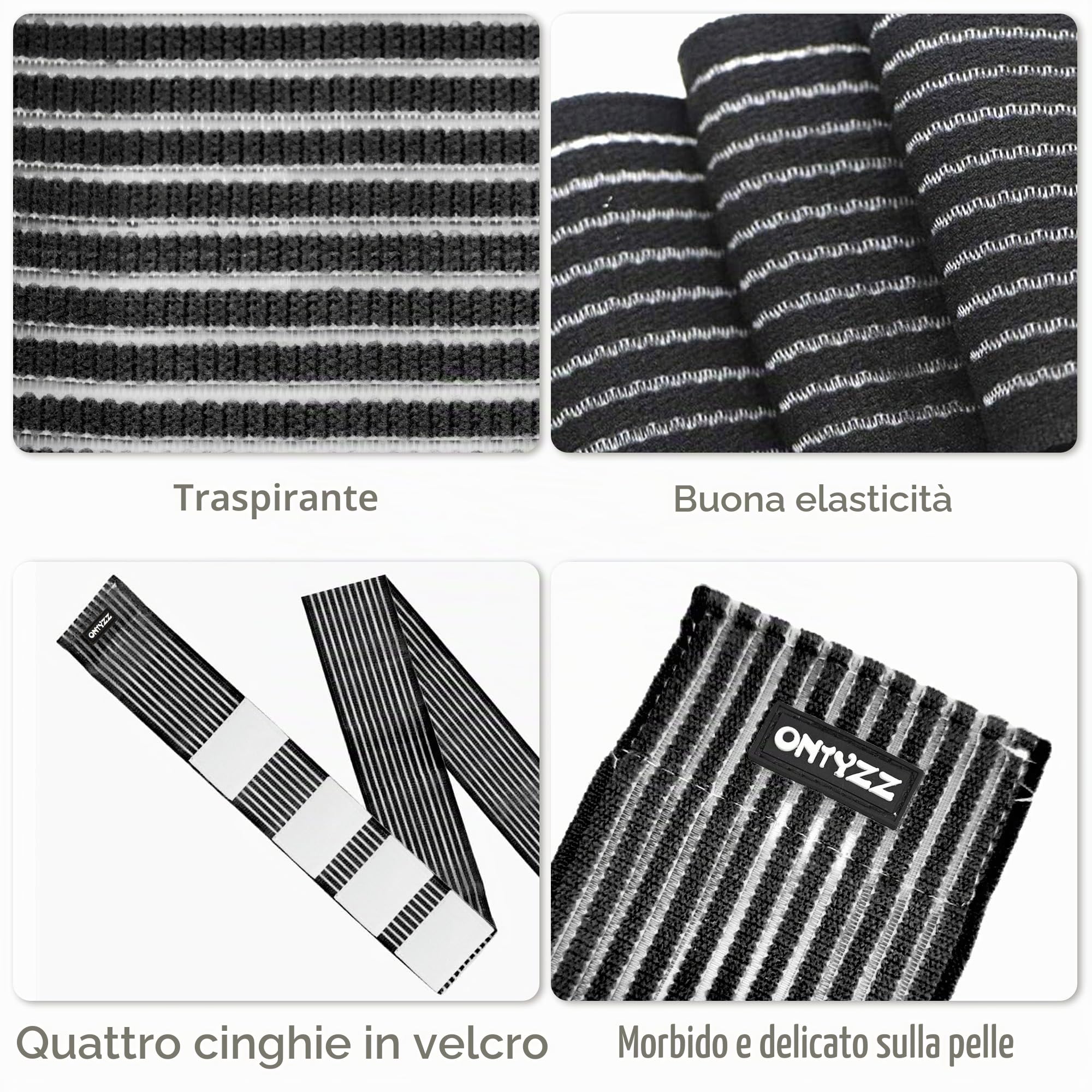 ONTYZZ Tutore Bendaggio Ginocchio 1 Pezzo Alta Elasticità Involucro Compressivo della Coscia per Sport Palestra Corsa Tozzo Allenamento Avvolgente Supporto per Vitelli Nero/180cm