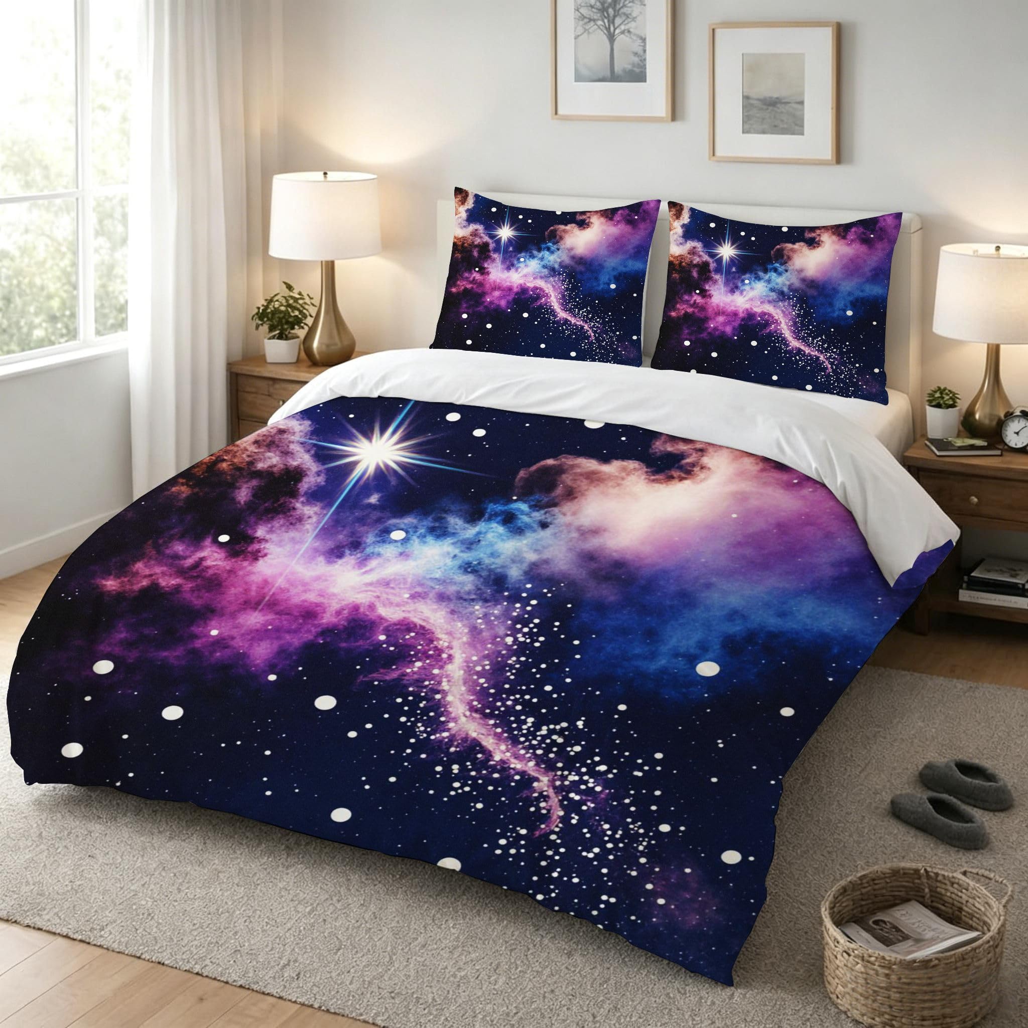 Funda Nórdica Cama 180, 240x260 cm Cielo Estrellado Gris, AQ2256