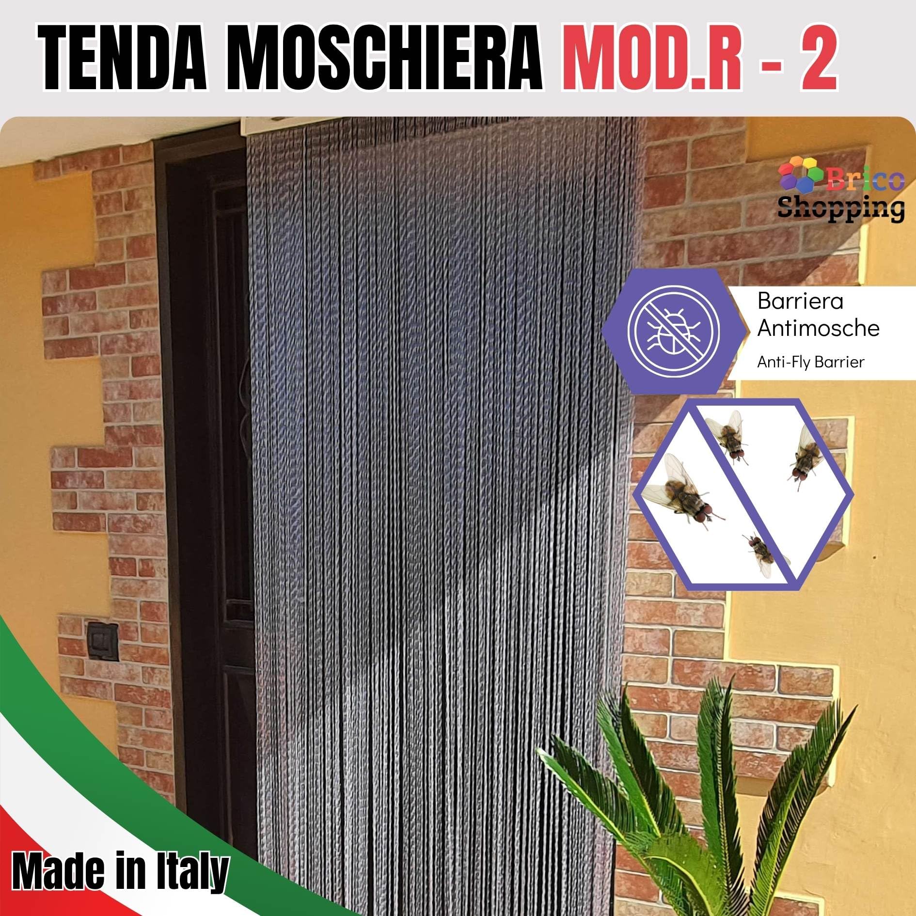 BricoShopping® Tenda MOSCHIERA Mod.R a fili in pvc regolabile Zanzariera per porta finestra esterna ingresso balcone camper ANTIMOSCHE anti insetti MOSCHE ombreggiante