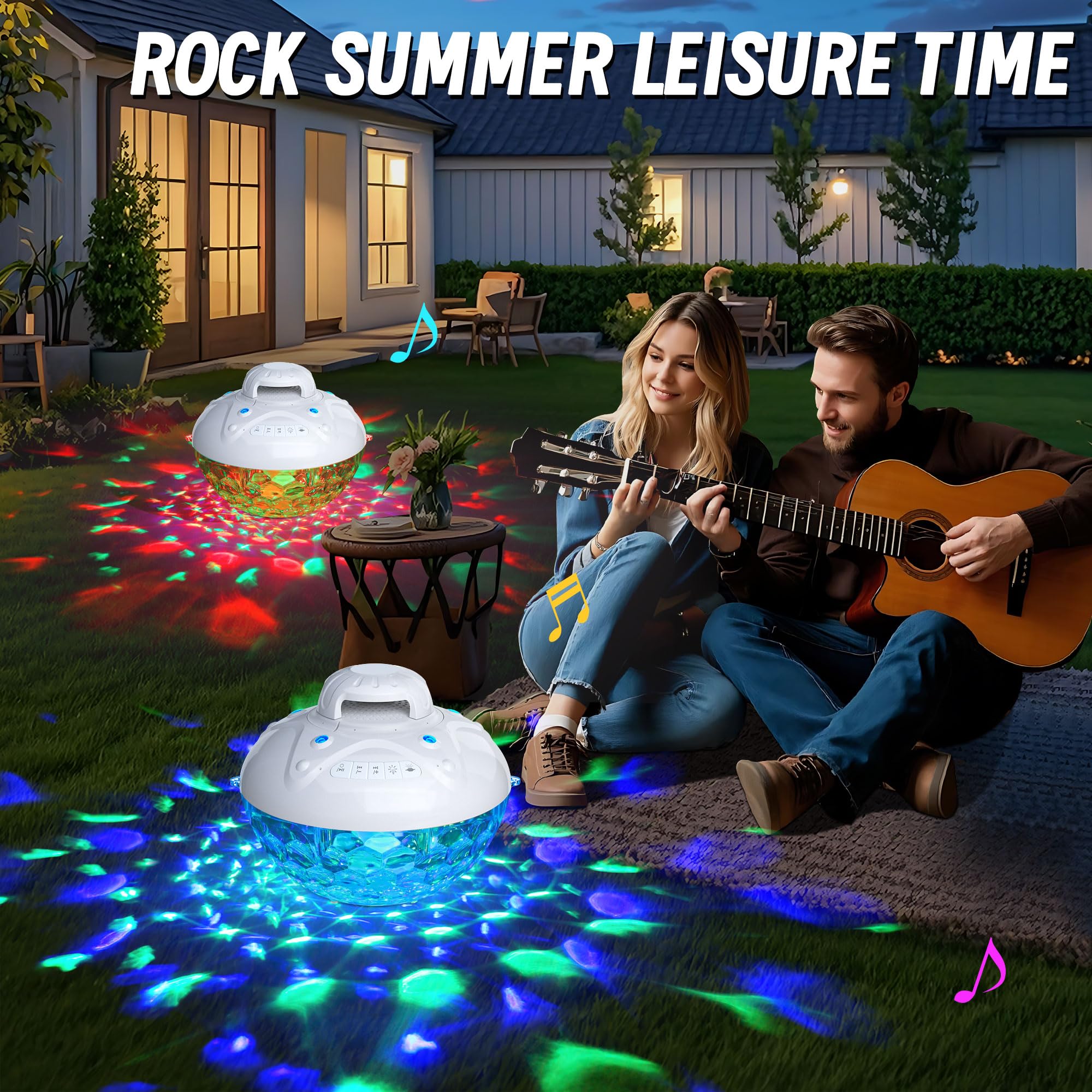 KingSom 3 en 1 Enceinte Bluetooth Piscine avec Fontaine Piscine Lumineuse, 10000mAh Enceinte Piscine Flottante,Haut Parleur Étanche IP68, BT5.4,HD Stéréo,24H d'autonomie Fontaine Piscines Rechargeable