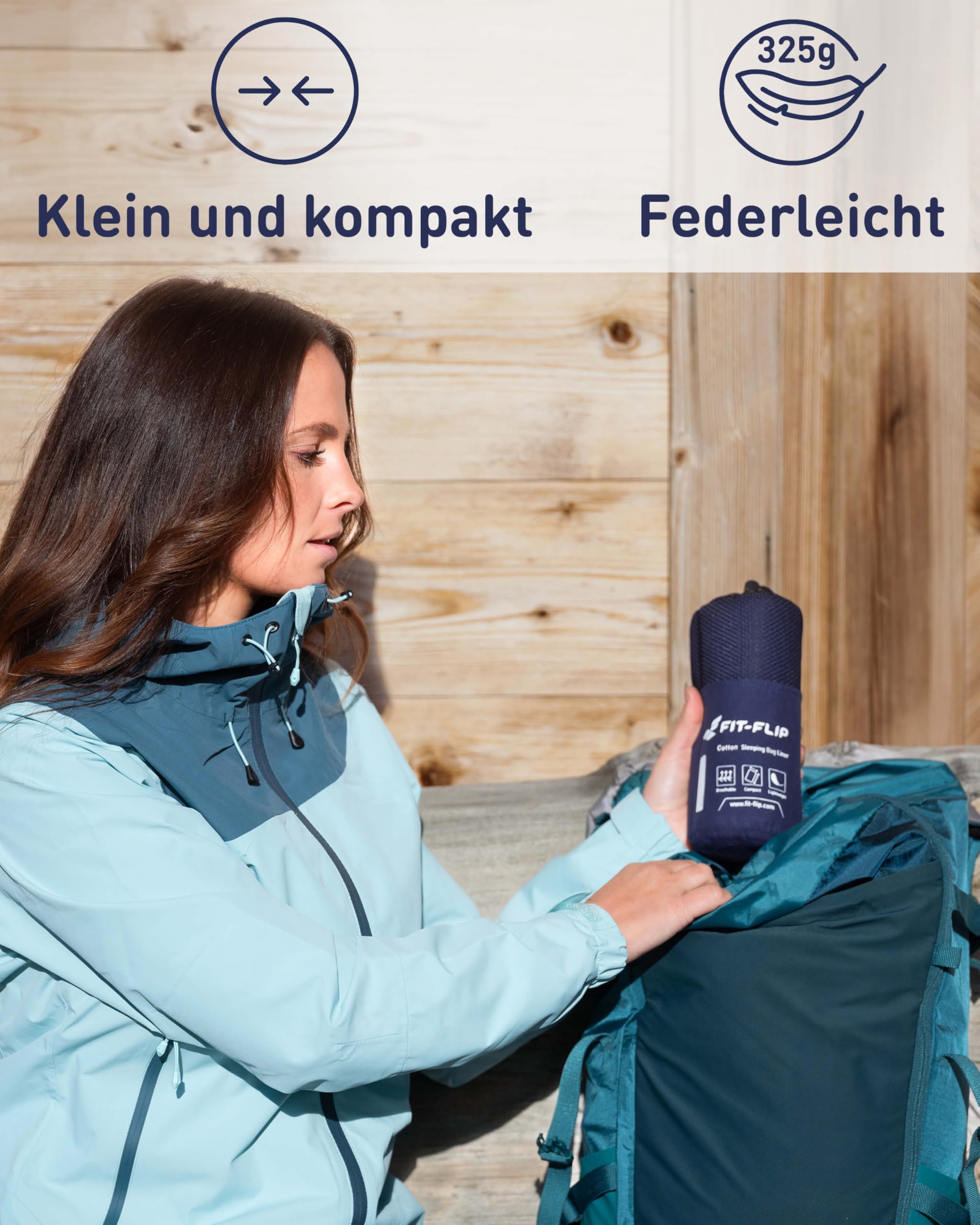 Fit-Flip Hüttenschlafsack Ultraleicht aus Baumwolle oder Mikrofaser
