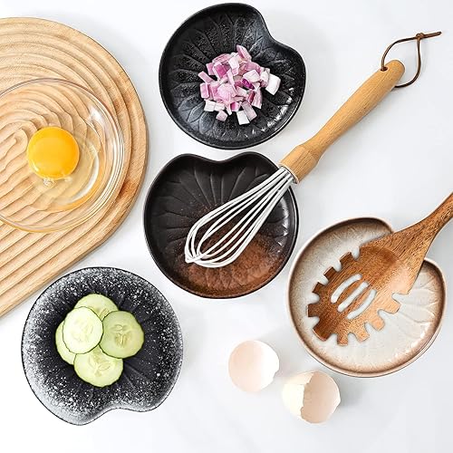 Miniatura 4 de BigNoseDeer Kitchen Decor - Juego de 4 cucharas de gato para estufa, soporte de cuchara de cerámica, bonito soporte para cucharas para encimera de