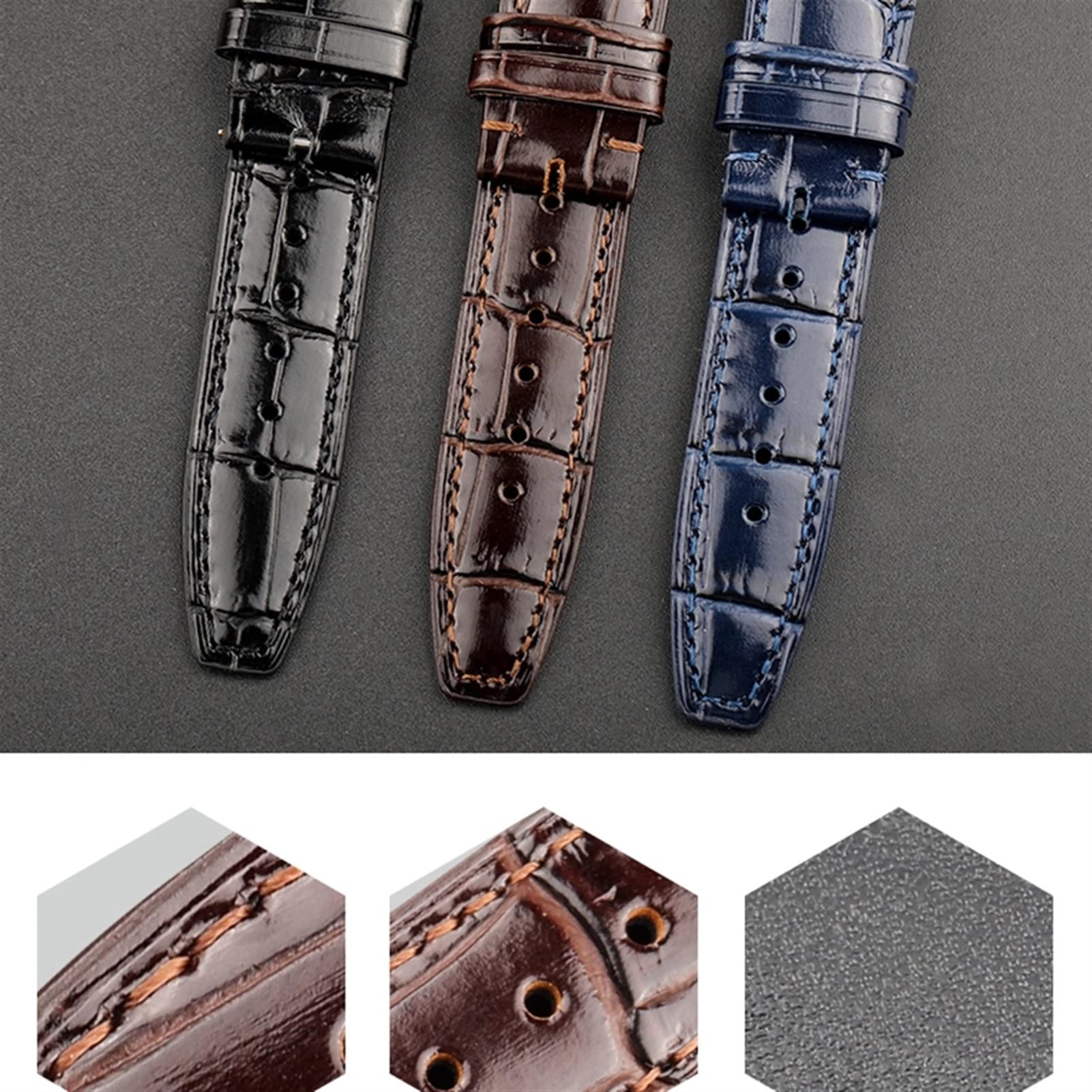 Dla IWC Portugues Pilot Oryginalna skórzana opaska do zegarka Store Akcesoria 22 mm Crocodile Grain Bands
