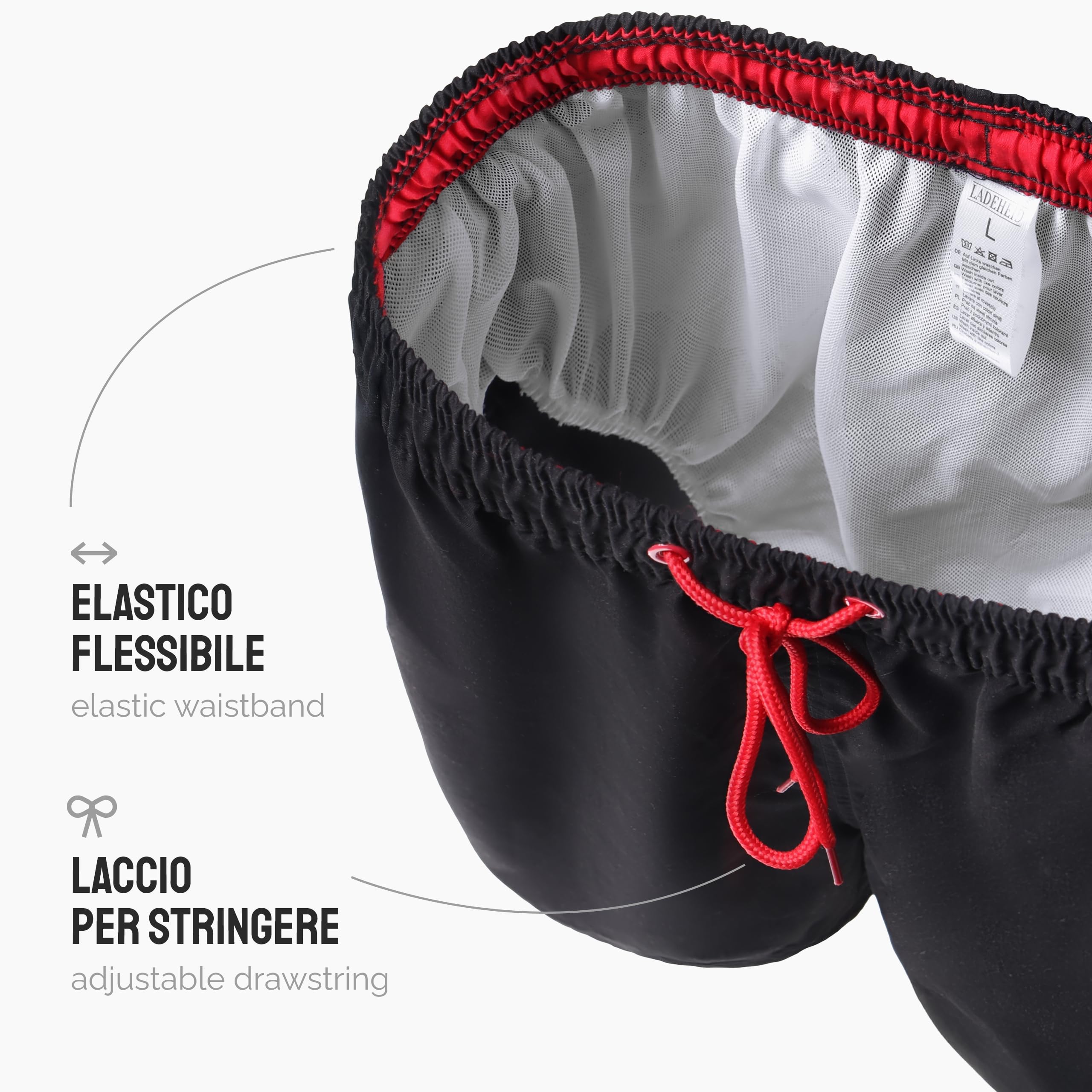 Ladeheid Costume Uomo Mare Classico Lunghezza con Taschino, Medium Drawstring, Fodera Rete, Costumi da Bagno, Boxer per la Spiaggia, la Piscina e Il Surf LA40-128