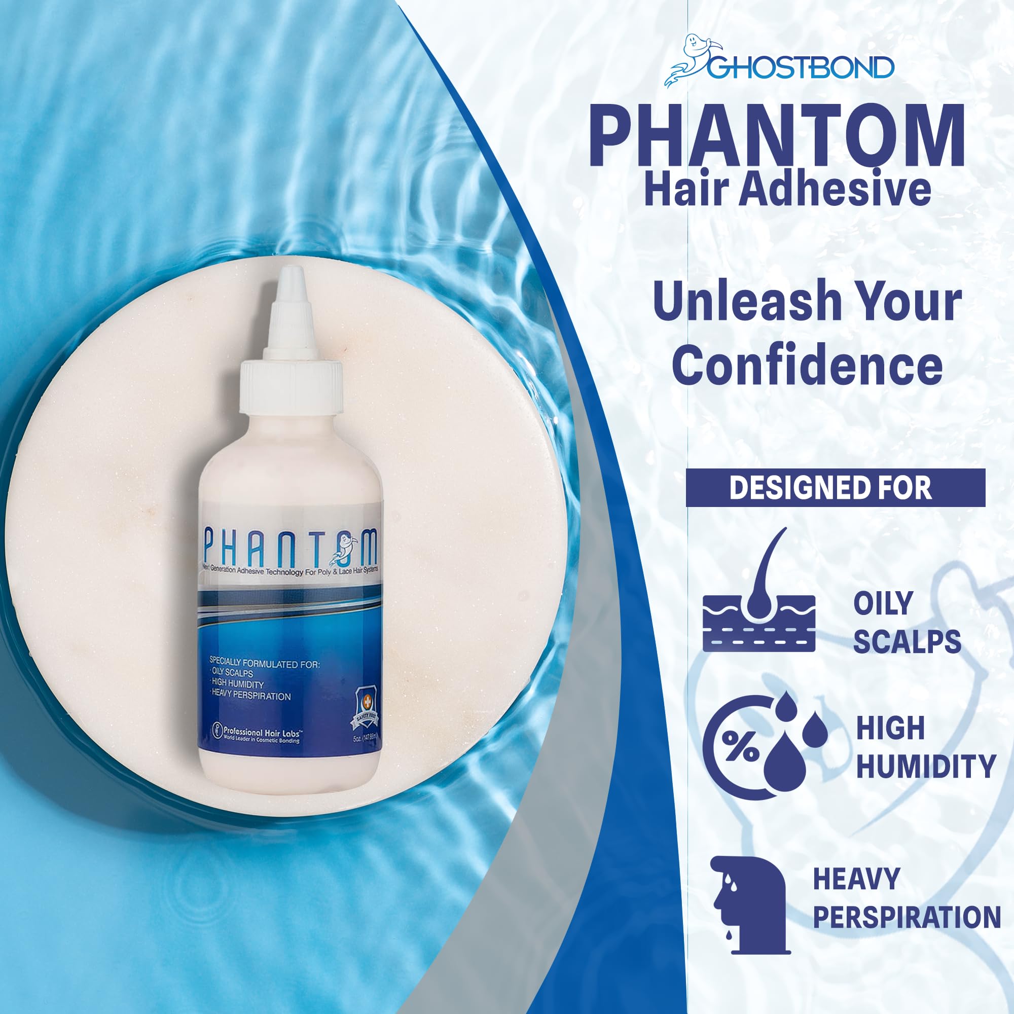GHOSTBOND Phantom Poly and Lace Wig Adhesive 1.3oz - Colle de rechange invisible pour fixation des cheveux