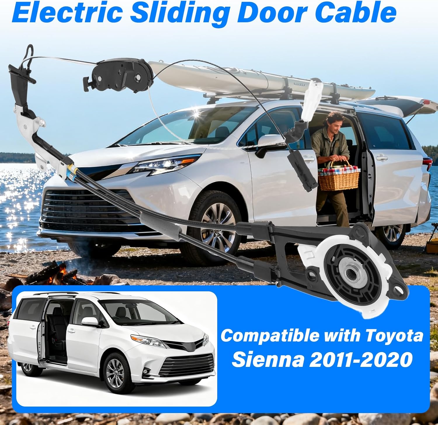 Left Sliding Door Cable, Fit for 2011 2012 2013 2014 2015 2016 2017 2018 2019 2020 Toyota Sienna 2.7L 3.5L, Toyota Sienna Sliding Door Cable Without Motor Replace 85016-08010 85016-08011
