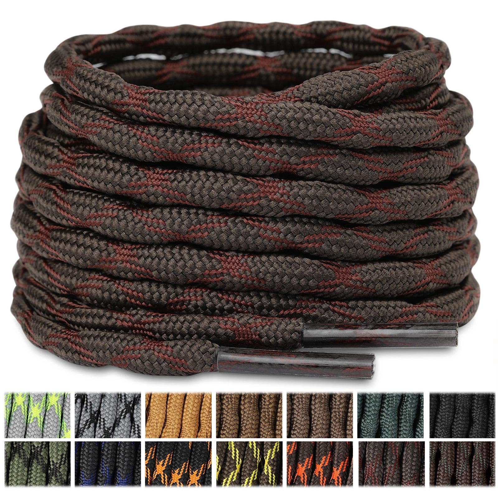 Stepace 2 Pares Cordones Redondos 4,5mm para Botas de Senderismo, Montaña y Trabajo, Cordones de Nylon Resistentes para Trekking — view 16