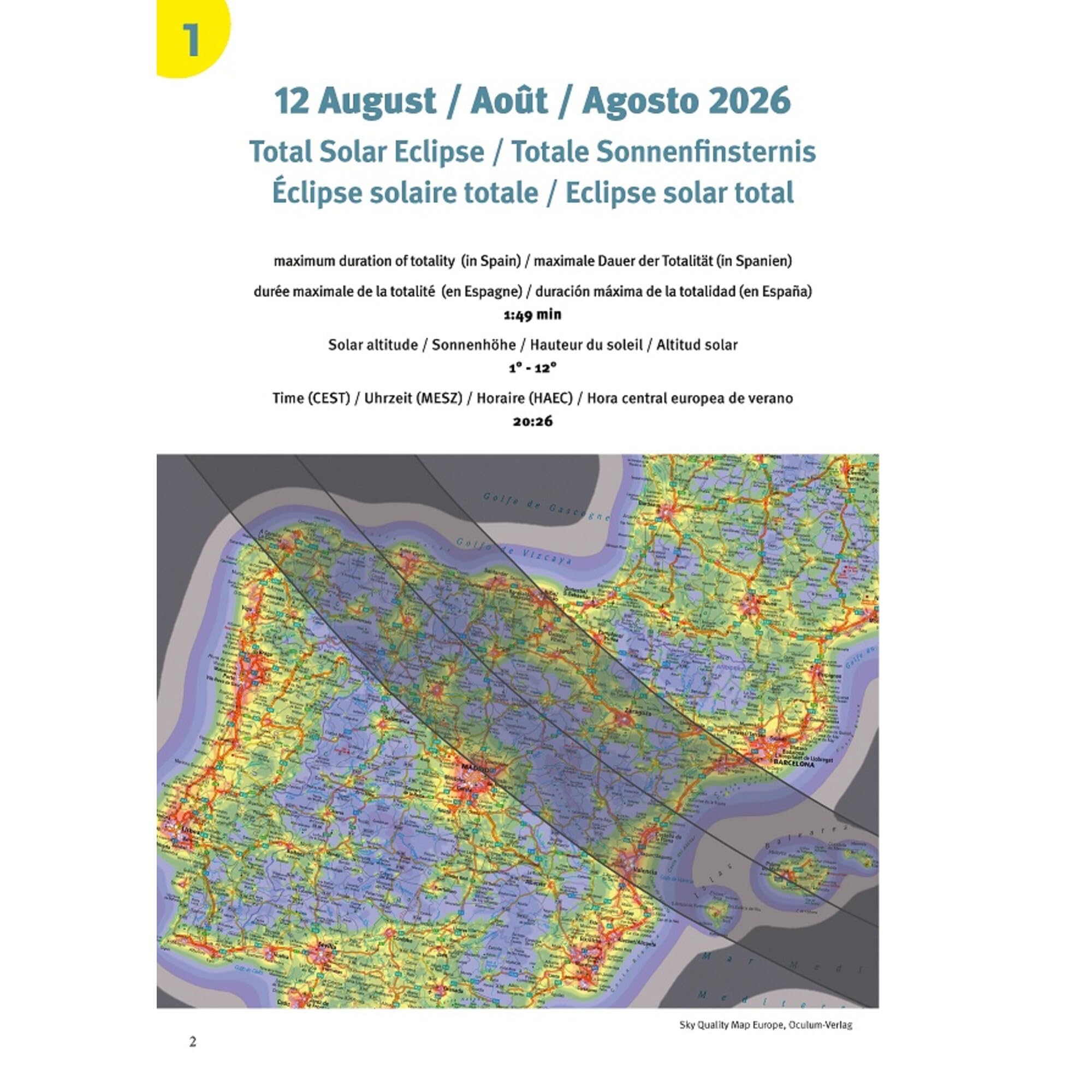 Solar Eclipse Atlas 2026/2027/2028: Spain/Spanien/Espagne/España - English/Deutsch/Français/Español