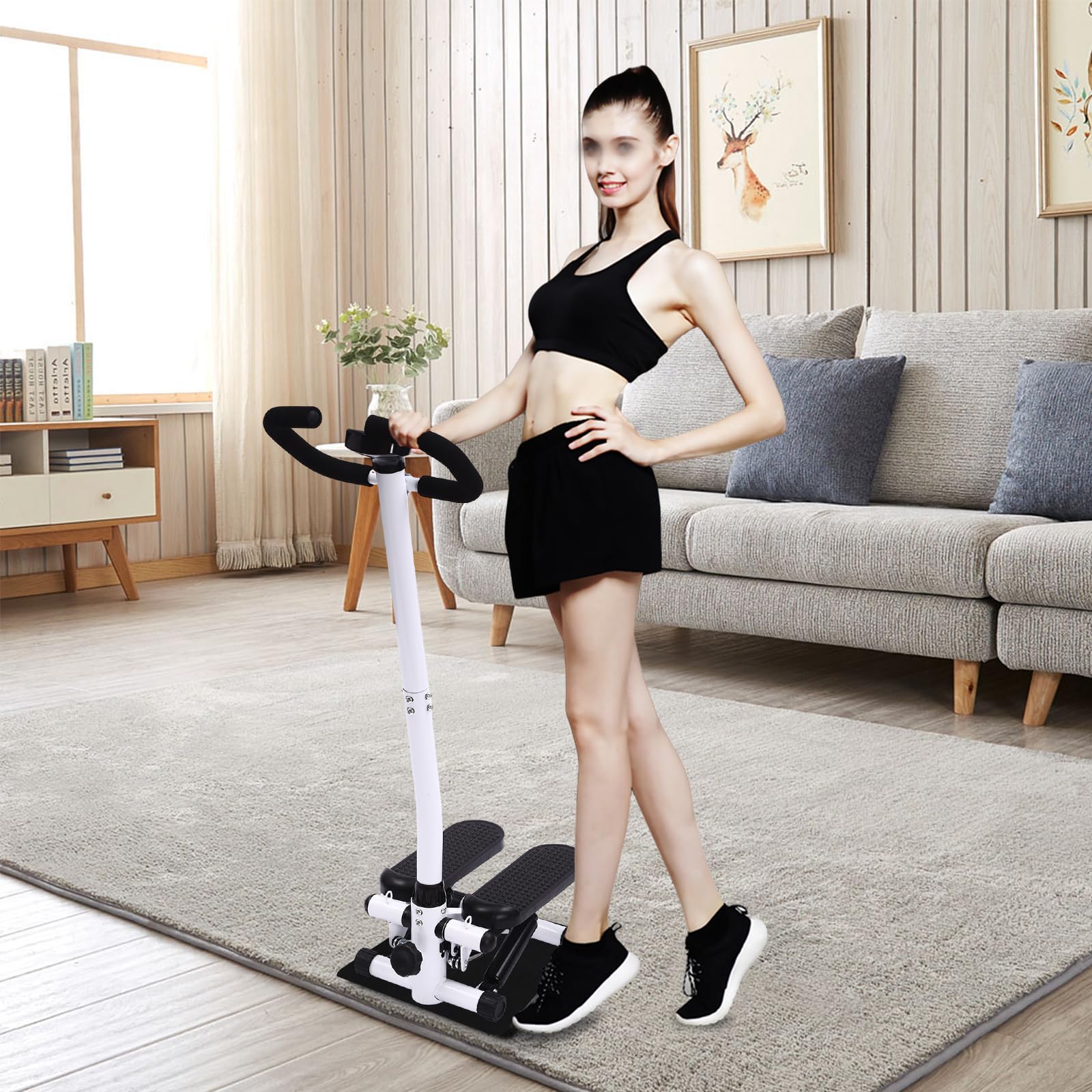 Mini stepper do domu 150 kg Up-Down Swing Stepper 29 x 39 x 110 cm Twist Stepper z 1 matą, 2 taśmami oporowymi