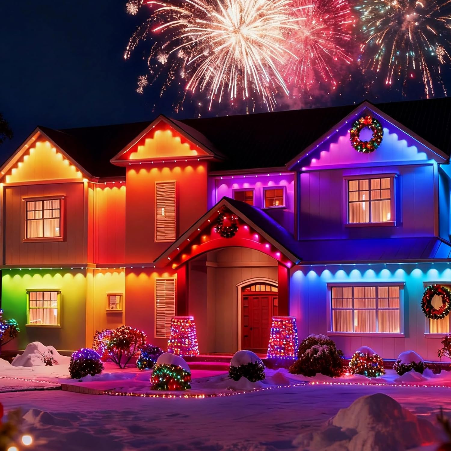 100FT Christmas Permanent Outdoor Lights,RGB Eaves Lights with App & Remote Control,DIY Multi-Color Scene Modes,IP67 Waterproof,Outdoor Strings for House,Holiday Decorations for Christmas - Image 8
