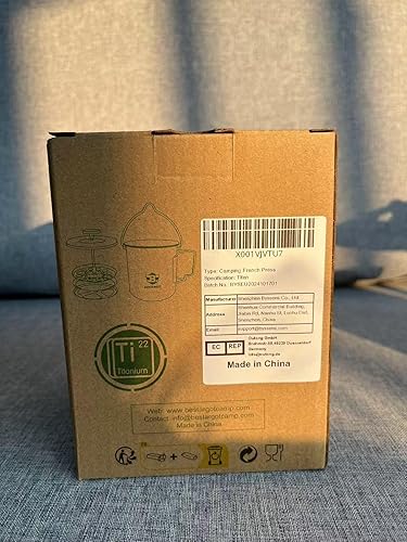 Miniatura 9 de Bestargot Olla de titanio de 25.4 fl oz, prensa francesa portátil | Maceta de camping ultraligera para café, cocina y supervivencia | Compatible con