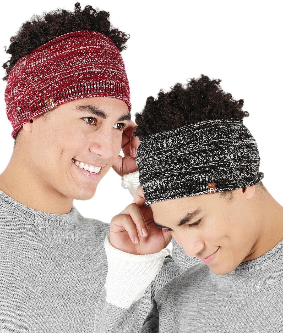 Solid Knit Woolen Headband Earwarmer Pack Of 2 | Unisex Soft Acrylic Winter Ear Cover & Earmuff | Stretchable Warm Hairband for Men, Women & Teens-image-30