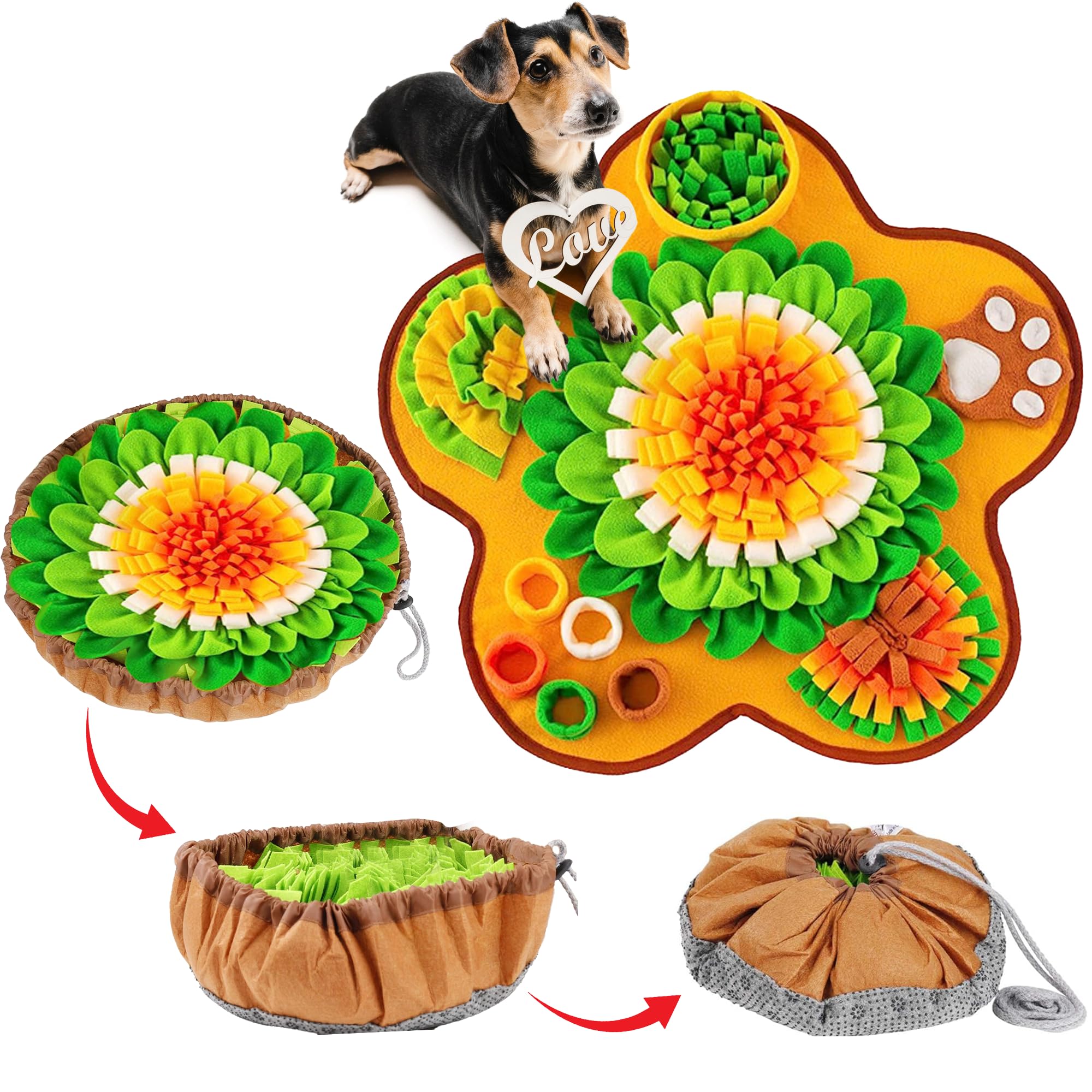 Interactive Snuffle Mat for Dogs, Enrichment Toys for Dogs Mental Stimulation and Slow Feeding, Machine Washable Sniff mat, Perfect for Reducing