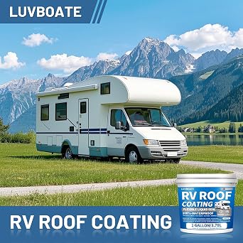 RV Roof Coating White 1 Gallon, LUVBOATE Solar Reflective Sealant, Waterproof Flexible RV Roof Sealant for Trailers, Campers, Motorhomes Leak Repair and Maintenance