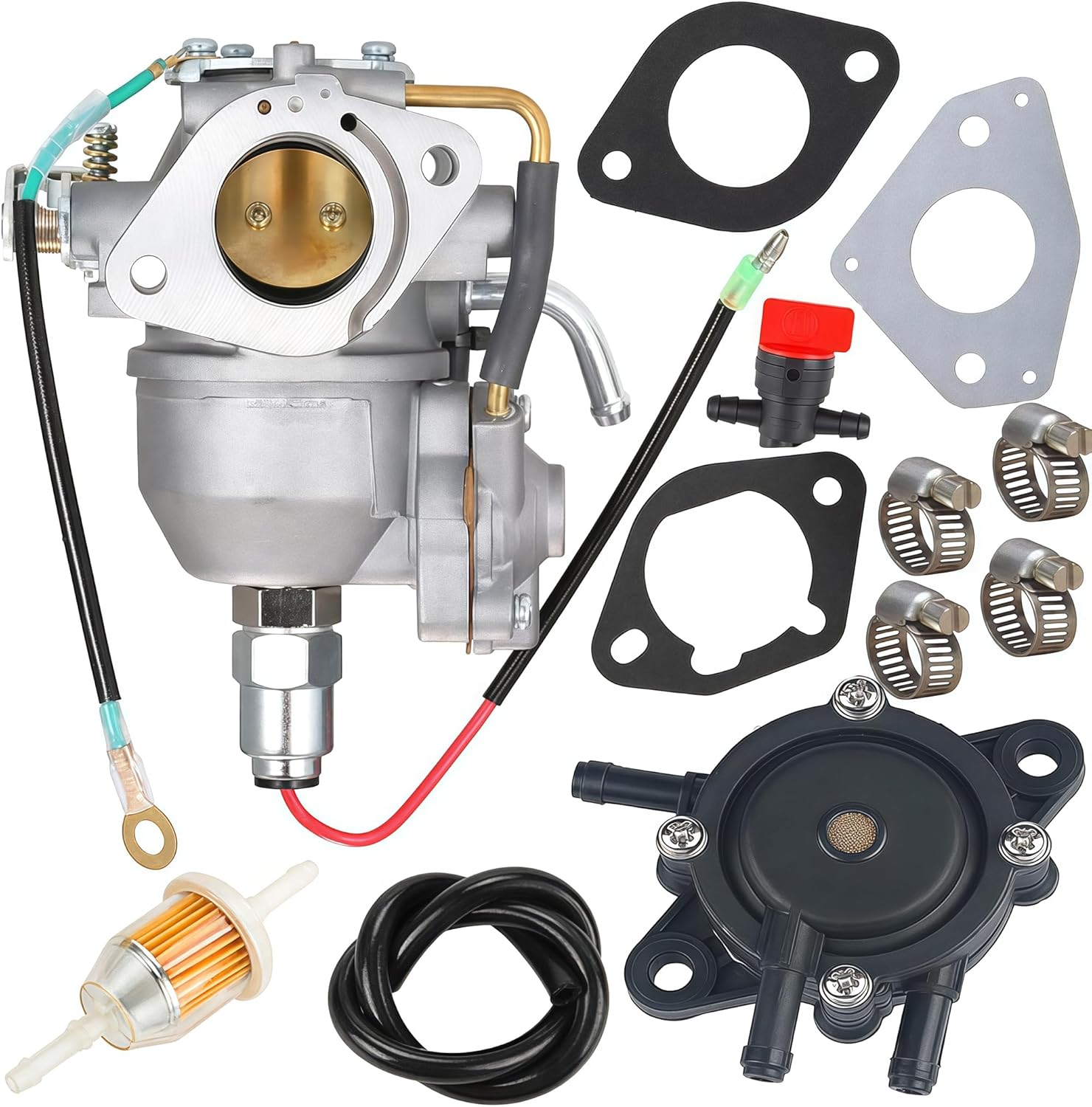 Carburetor with Fuel Pump Kit 24 853 102-S 24 393 04-S for Kohler CV730 CV730S CV740 CV740S Engine 25 HP 27 HP Replace 24-853-102-S 24 393 16-S Carb with Gasket Set