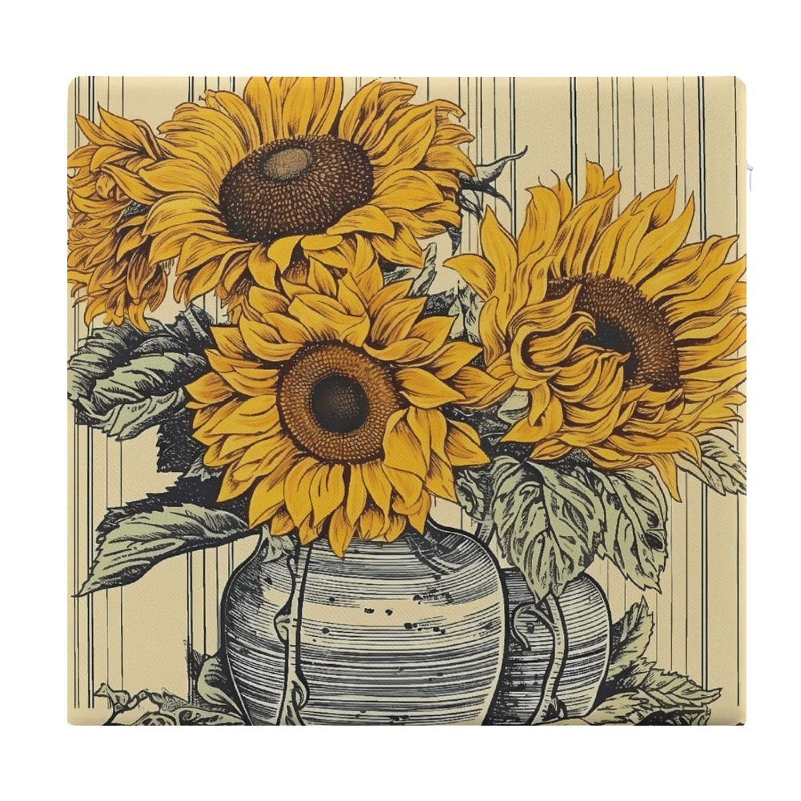 Adfgyerh Style Sunflower Pattern Cushions Memory Foam For Adults, Seat Cushion Chair Pads Soft, Square Pillows For Dining, Kitchen, Office, Patio Chairs