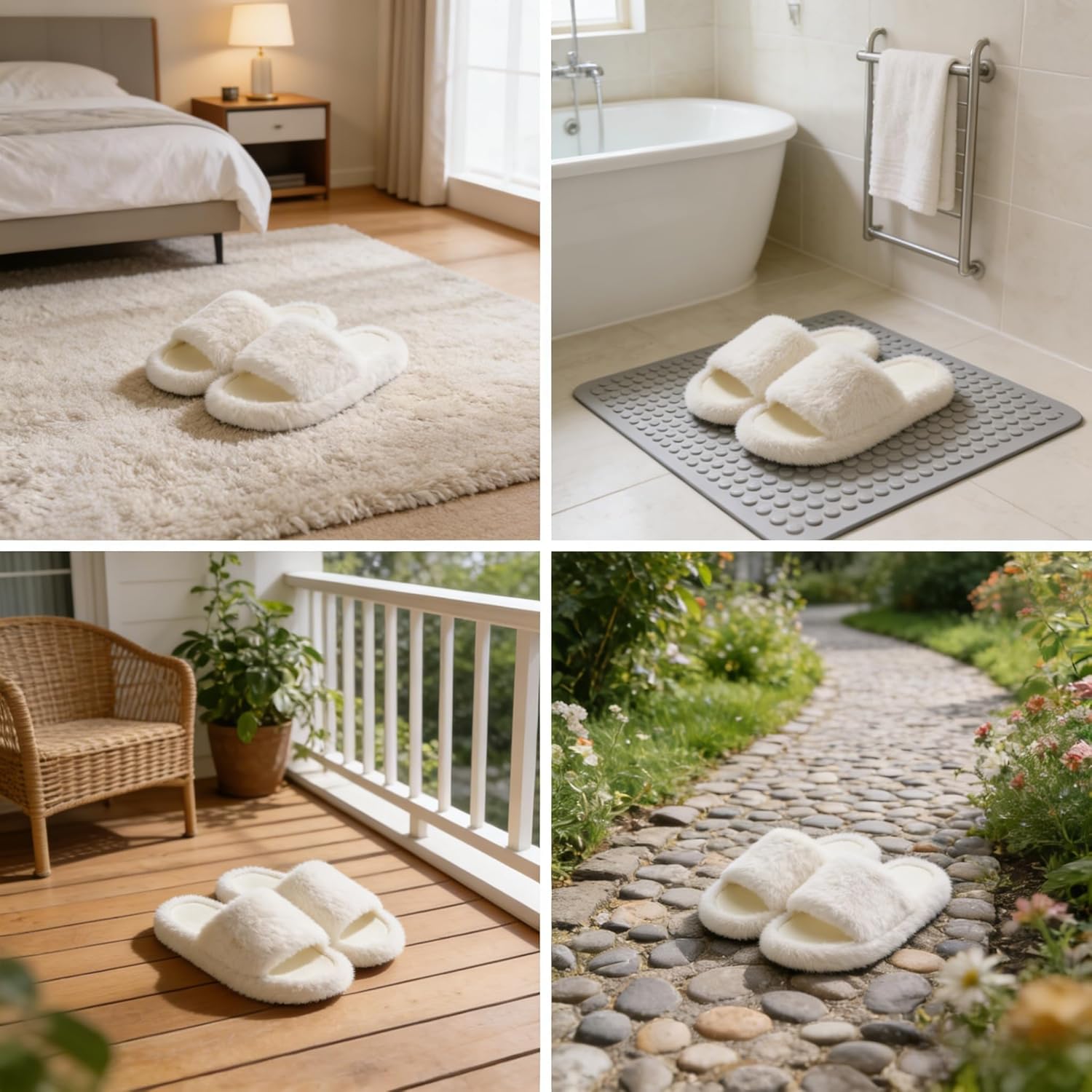 House Slippers for Women - Fuzzy Slippers with Memory Foam Insole, Arch Support, Faux Fur Lining, Open Toe Design, Lightweight, Non-Slip Sole, Machine Washable, Slip-On Style - Image 7