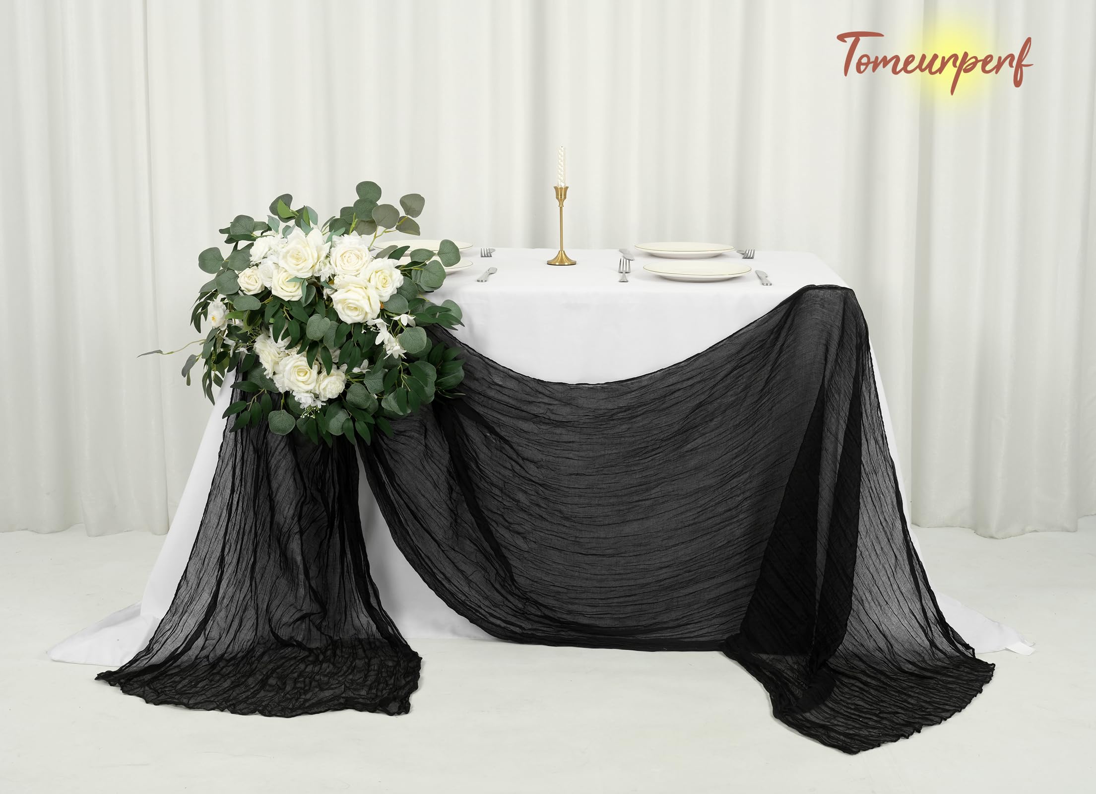 Lot de 16 chemins de Table en étamine, 50,8 x 178,8 cm, Style bohème Rustique, en Gaze, pour fête de Mariage, fête prénuptiale, décoration de Table