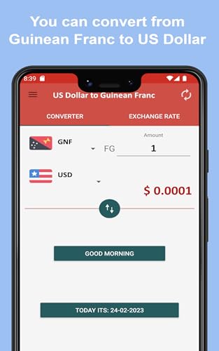 US Dollar to Guinean Franc Para ver a taxa de câmbio no seu telefone e tablet