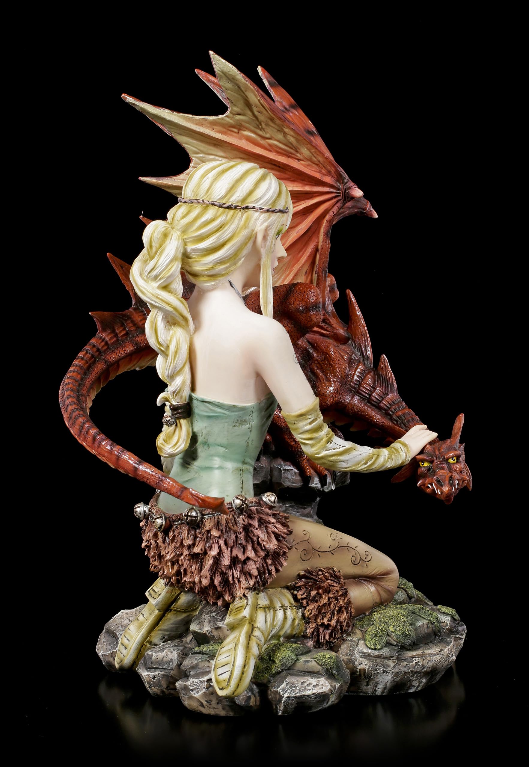 Unbekannt Elfen-Figur mit großem Drachen - Elfenfigur Drachenfigur Elfe Fee Fairy Deko