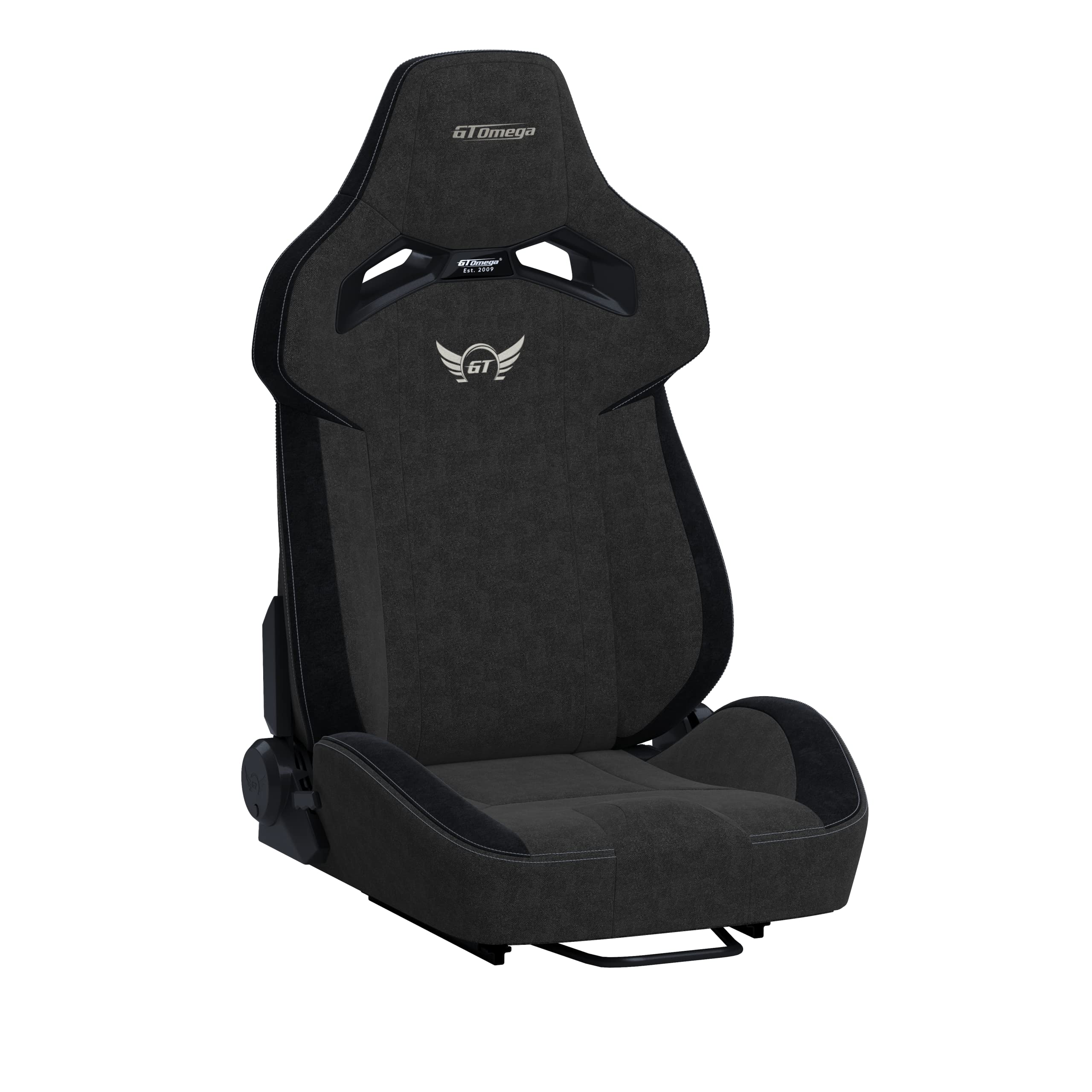 GT Omega RS12 Simulator Seat with Lumbar Support Cushion - Black Fabric
