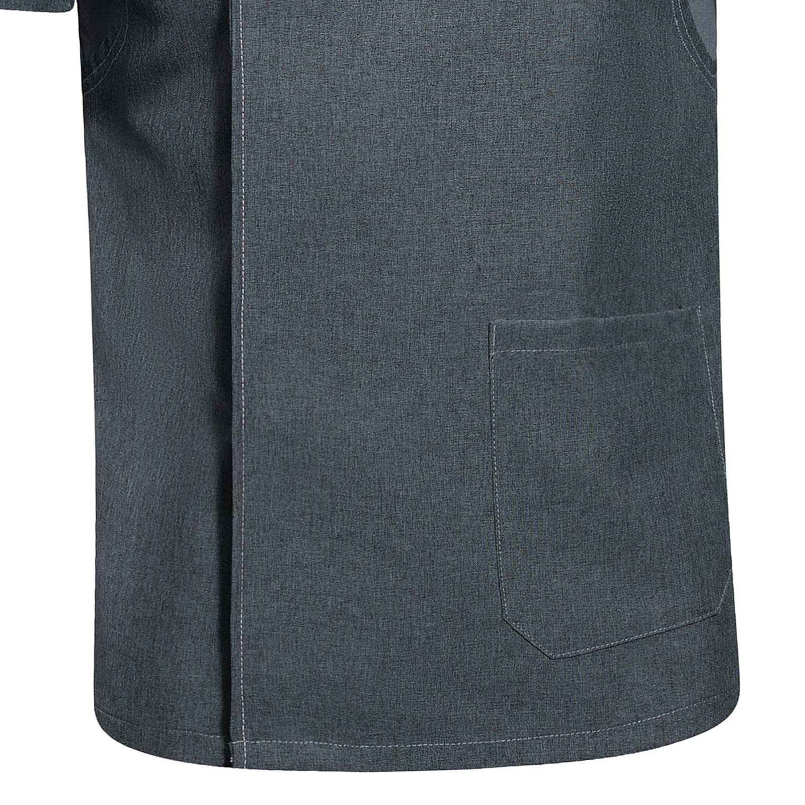 Colcolo Kochjacke Unisex Koch Uniform Kurzarm Jacke Arbeitskleidung mit Knopfverschluss Und Brusttasche Aus Atmungsaktivem Stoff für Restaurant Hotel Küche Ga, Grau XXL