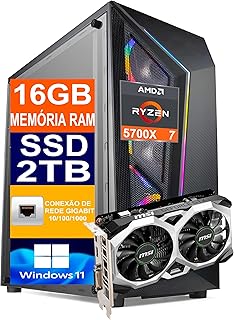 Pc Gamer Computador Cpu Ryzen 7 5700X / SSD 2TB M.2 NVMe / 16GB Memória Ram Ddr4 / GTX 1650 4GB Nvidia GeForce/Windows 11 Pro