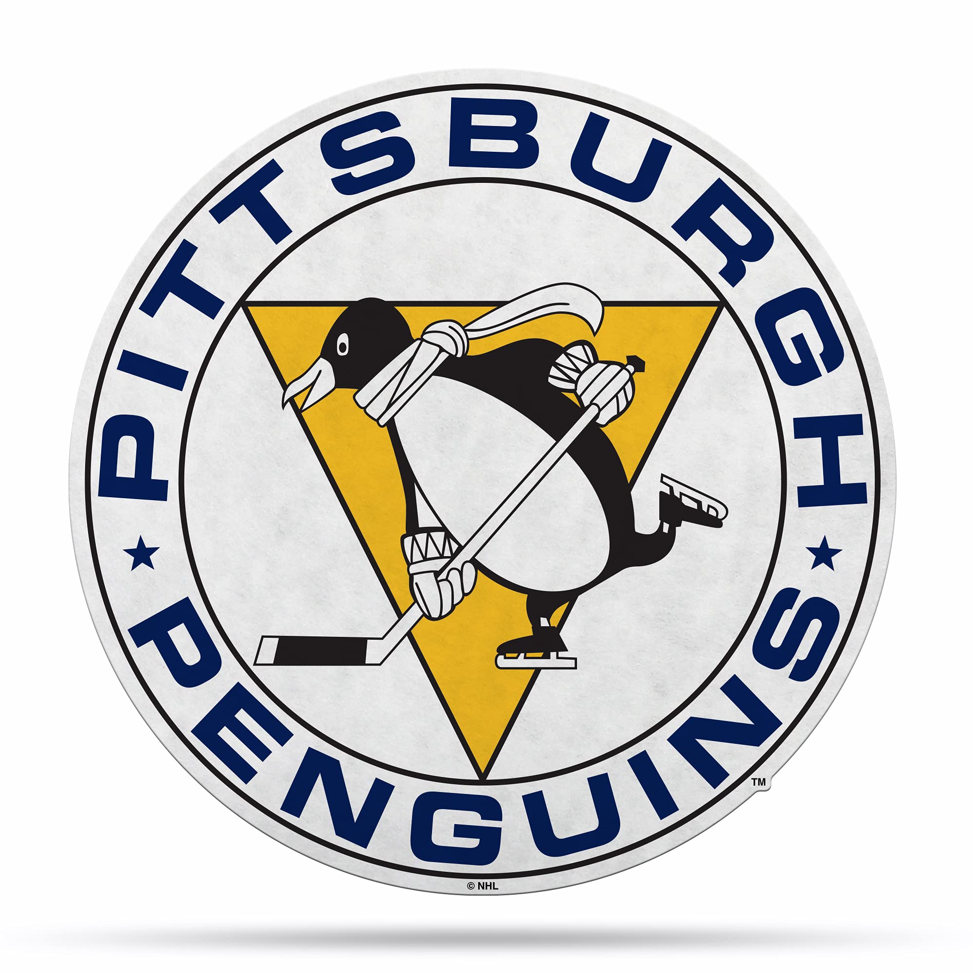 Rico Industries NHL Pittsburgh Penguins Retro Shape Cut Pennant - Home and Living Room Décor - Soft Felt EZ to Hang