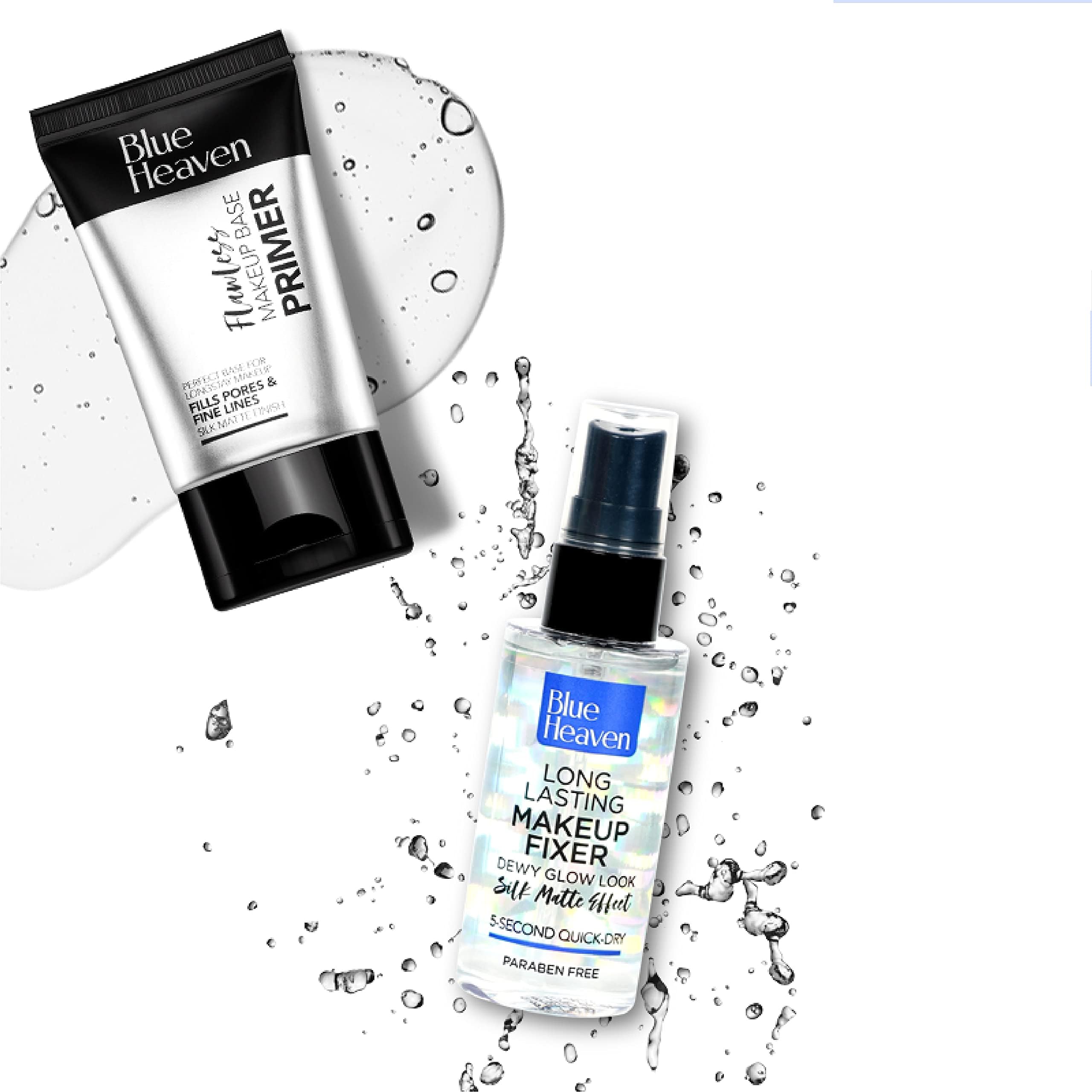 Flawless Face Primer & Long Lasting Makeup Fixer for Women Pack of 2 |Pores & Fine Lines Minimizer Primer for Face makeup |Paraben Free & Sweat Proof Setting Spray for Makeup, 30g + 60 ml