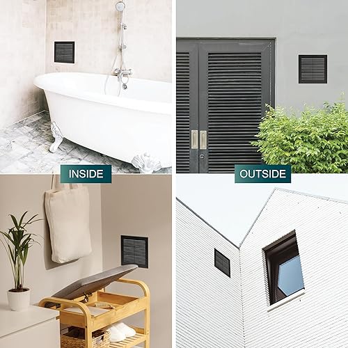 Miniatura 4 de Medida de apertura de 6 x 6 pulgadas  Rejilla externa de ventilación cuadrada marrón con malla protectora - Registro de plástico ligero  cubierta de