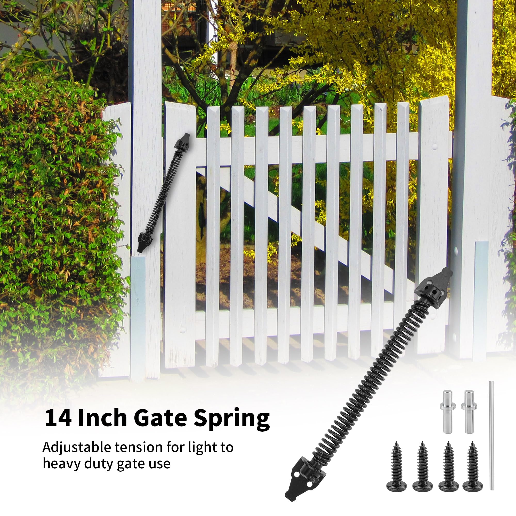 WeeGoo 2Pcs 14 Inches Gate Spring Closer for Wooden Gate Self Closing Gate Spring - Image 3