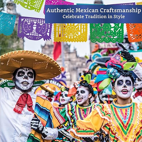 Miniatura 6 de Pancartas de fiesta mexicana paquete de 5 con 10 diseños de bandera de papel de seda por pancarta no plástico decoraciones de fiesta temática