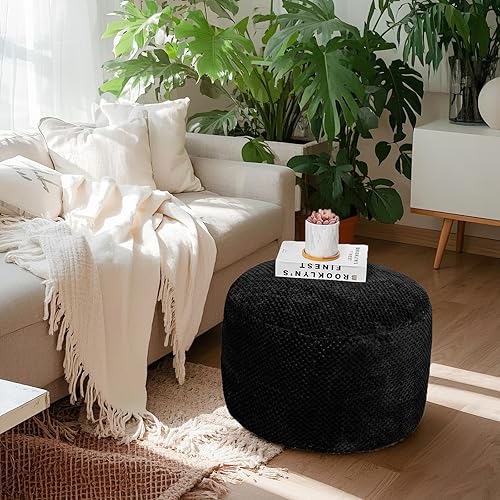 Asuprui Puf otomano de relleno, reposapiés otomano de relleno, taburete suave con relleno, 20 x 20 x 12 pulgadas, silla mullida para el suelo,
