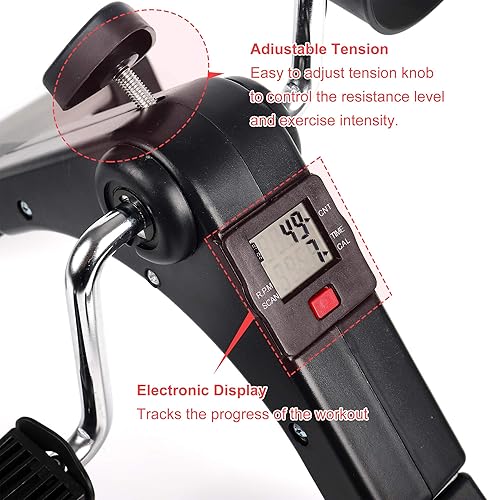 Miniatura 4 de Ahmed Folding Under Desk Bike Pedal Exerciser for ArmLeg Medical Fitness Exercise Bike Mini Portable Home Workout (Silver)