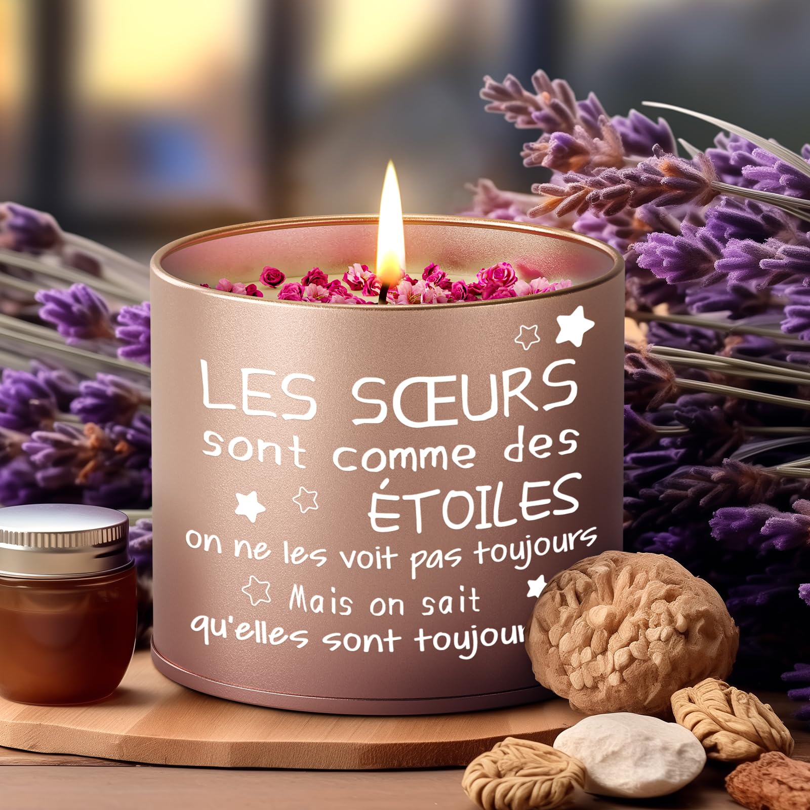 Cadeau Pourri PRSTENLY Cadeau Soeur, Bougie Parfumée Idée Cadeau