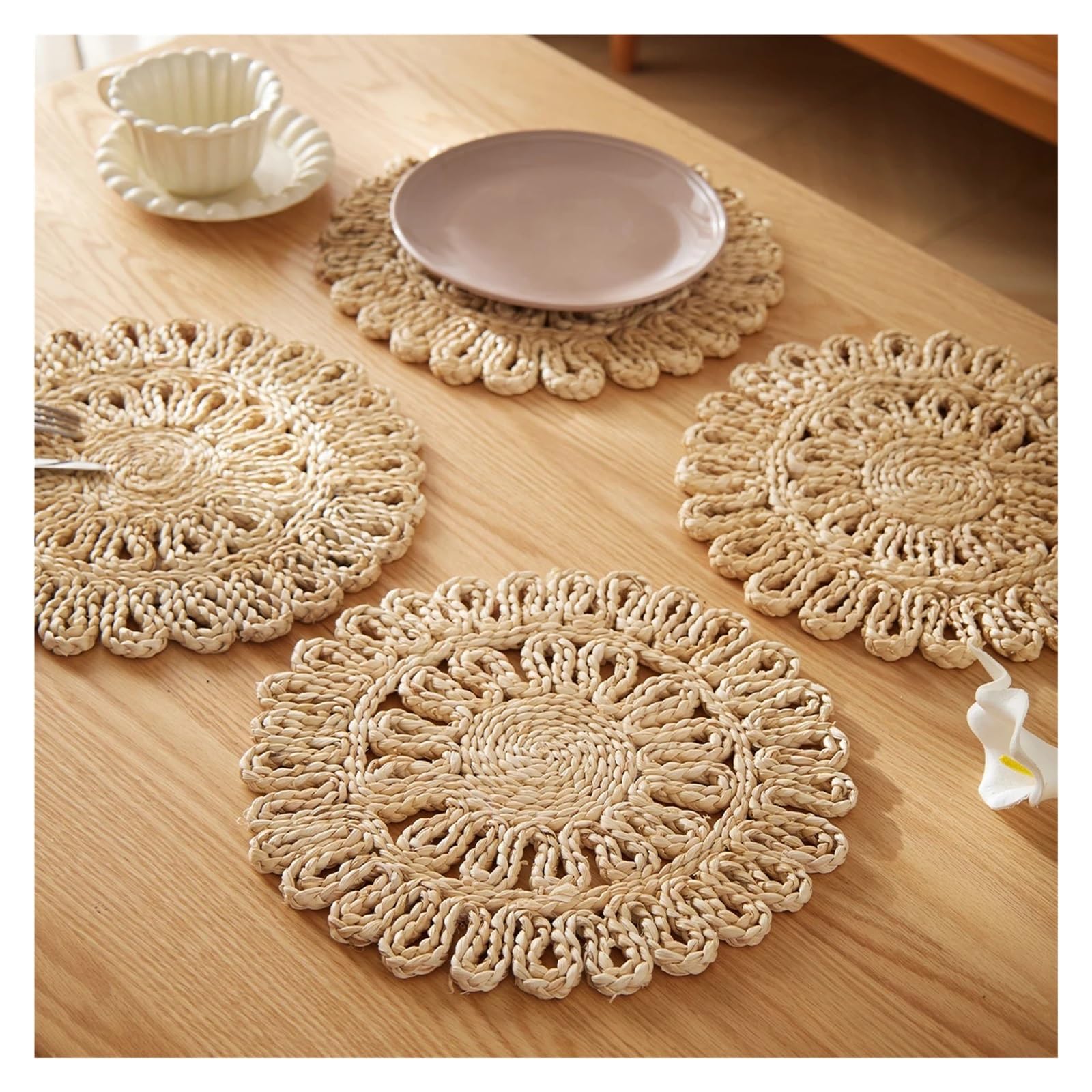 Ensemble de napperons décoration Table en macramé, Tapis combinés tissés for la Cuisine à Manger(6pcs)