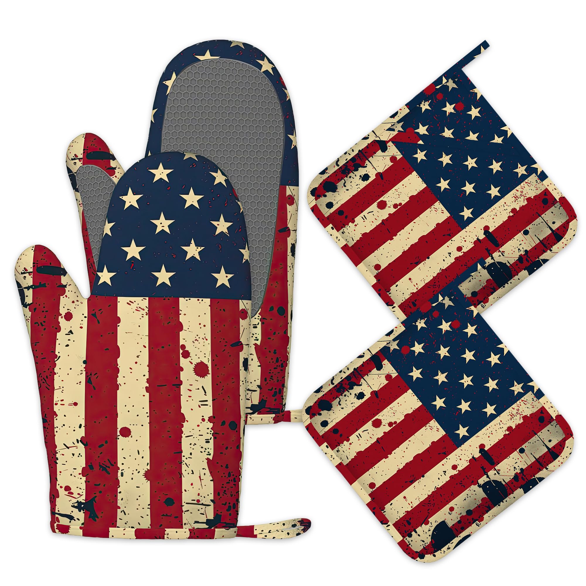 Gants de cuisine et maniques silicone style rétro américain pour pâtisserie et barbecue d'été
