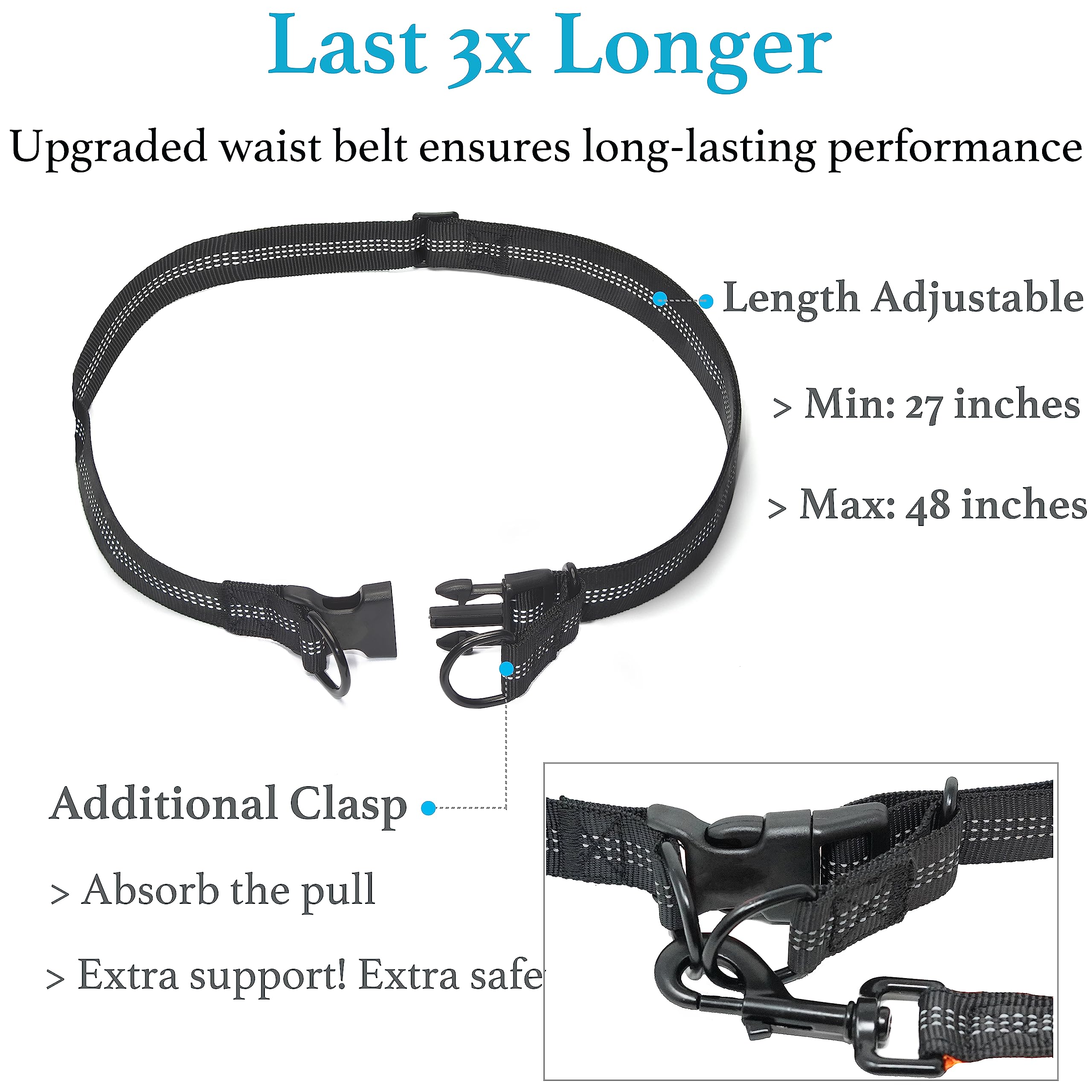 iYoShop Correa retráctil manos libres para perro, correa elástica de doble asa para perros pequeños, medianos y grandes (pequeño, 8-25 libras, negro)