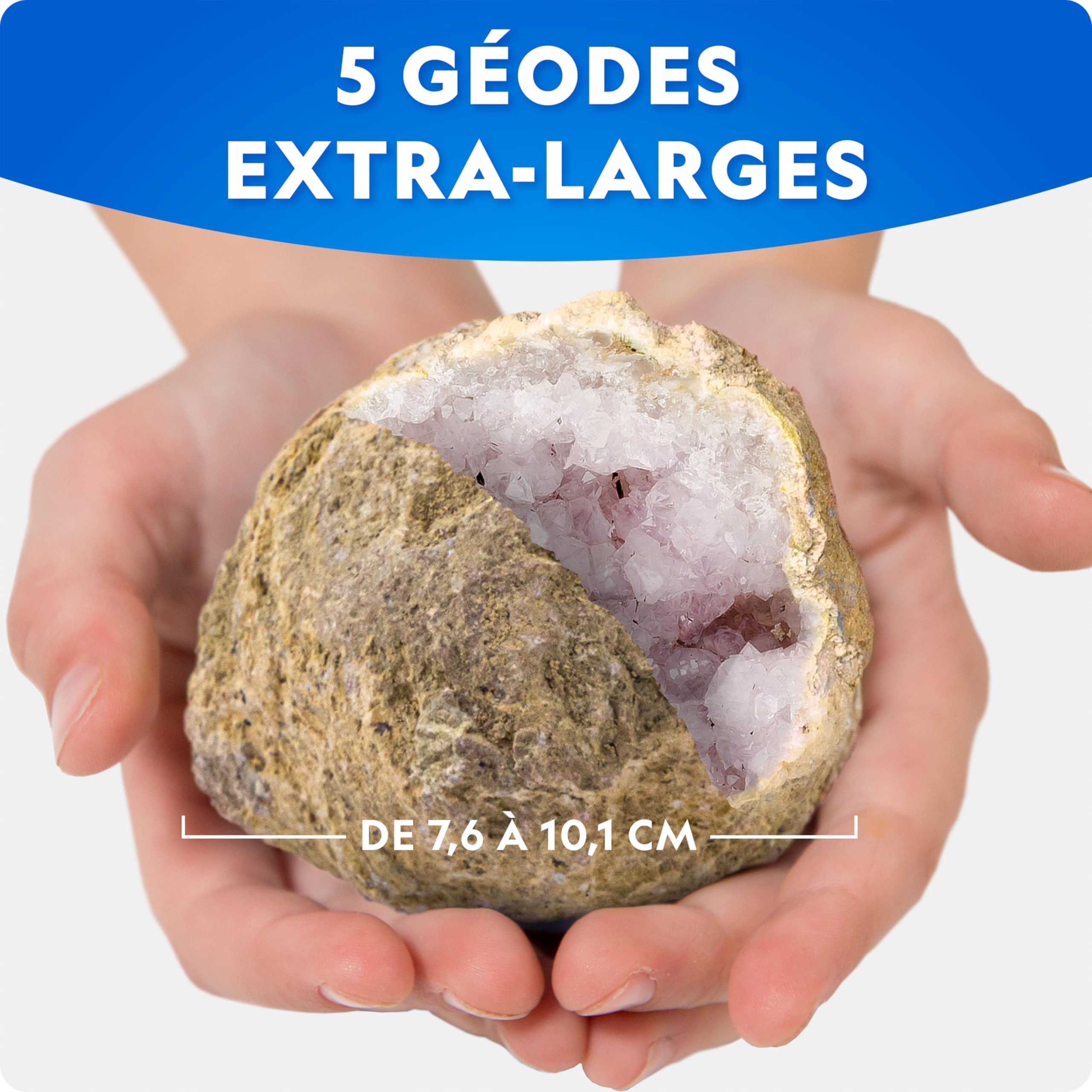 National Geographic Kit de Géodes Jumbo à Casser – Cadeau Scientifique STEM pour Enfants, Casse tes Propres Géodes + Lunettes de Protection & Support d’Exposition