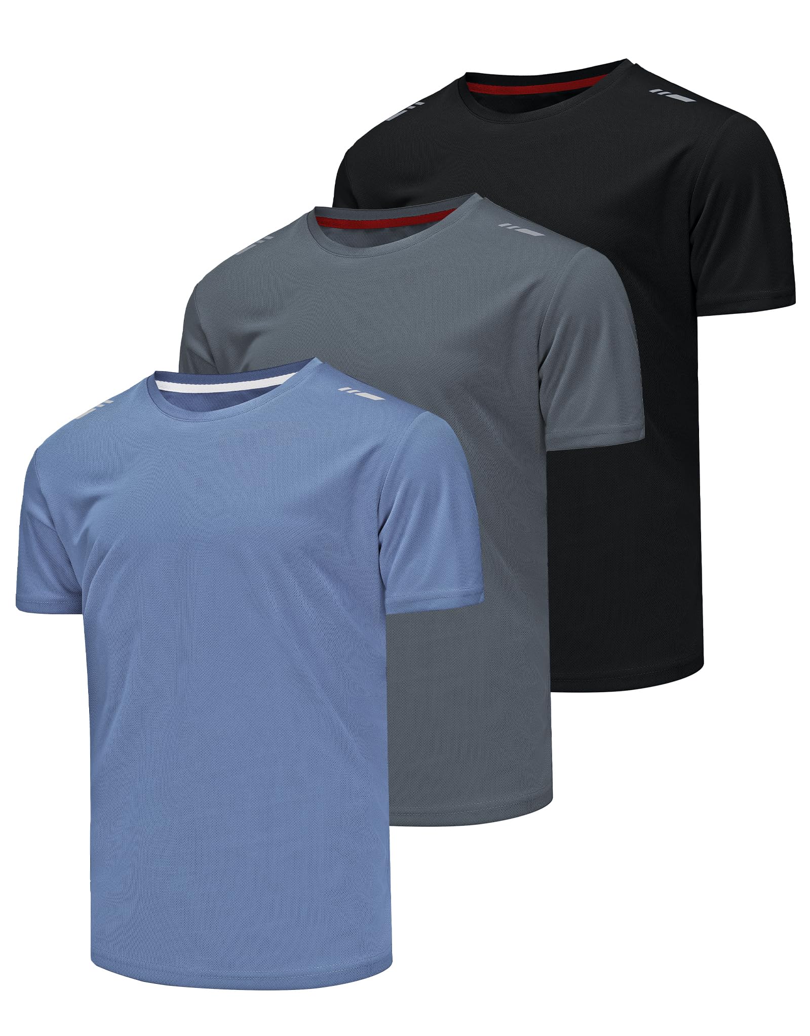 Csqtongan 3er Pack Sport Tshirts Herren Funktionsshirt Sportshirt Kurzarm T-Shirt Schnelltrocknend Atmungsaktiv Sport Shirt Männer Laufshirt Gym Trainingsshirt Herren