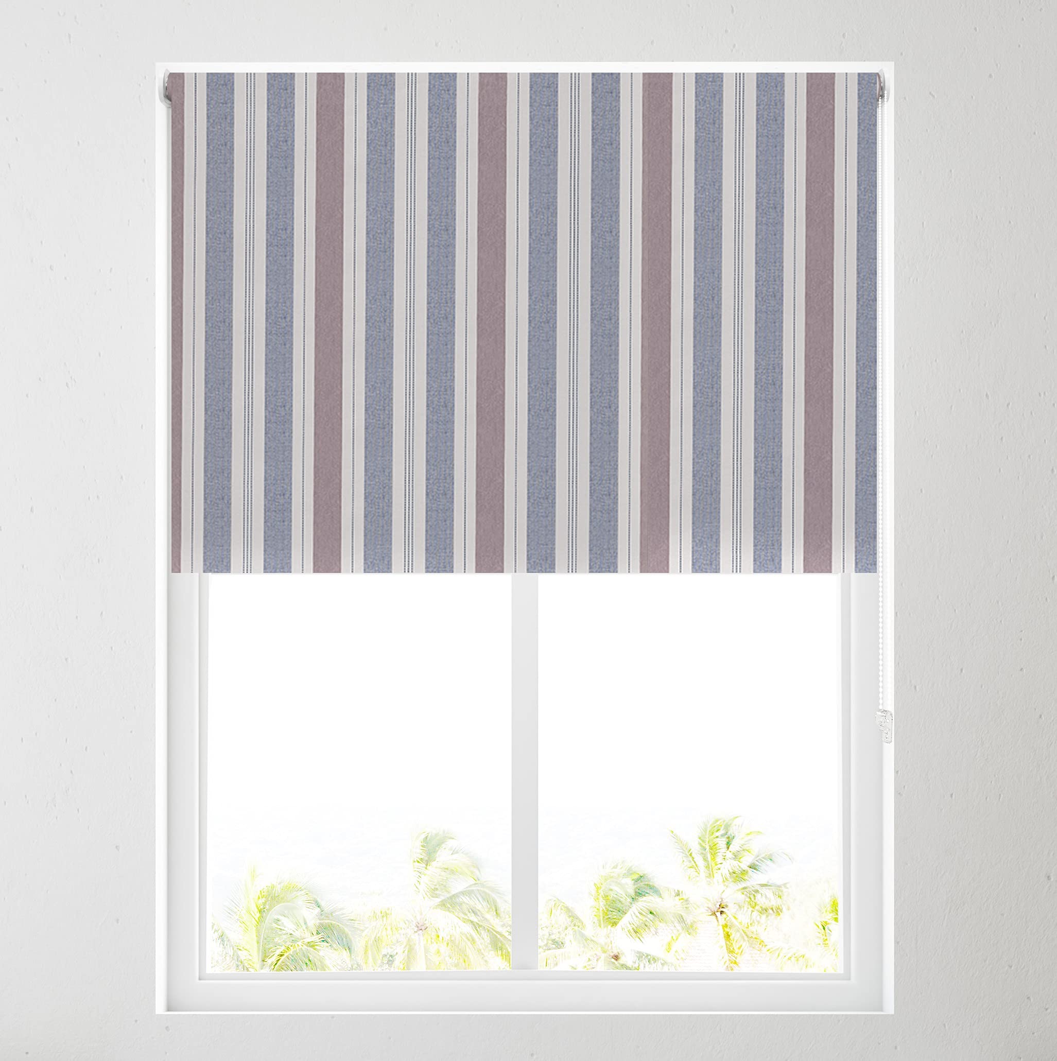 Barnes Blinds And Interiors Natural Seaside Stripe Daylight Roller Blind - Free Cut To Size (3Ft (91.5Cm))