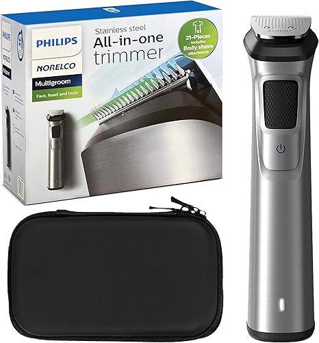 PHILIPS Multi Groomer serie 8000, kit de aseo de 21 piezas, recortadora de barba para hombres, recortadora de precisión todo en uno para cara,