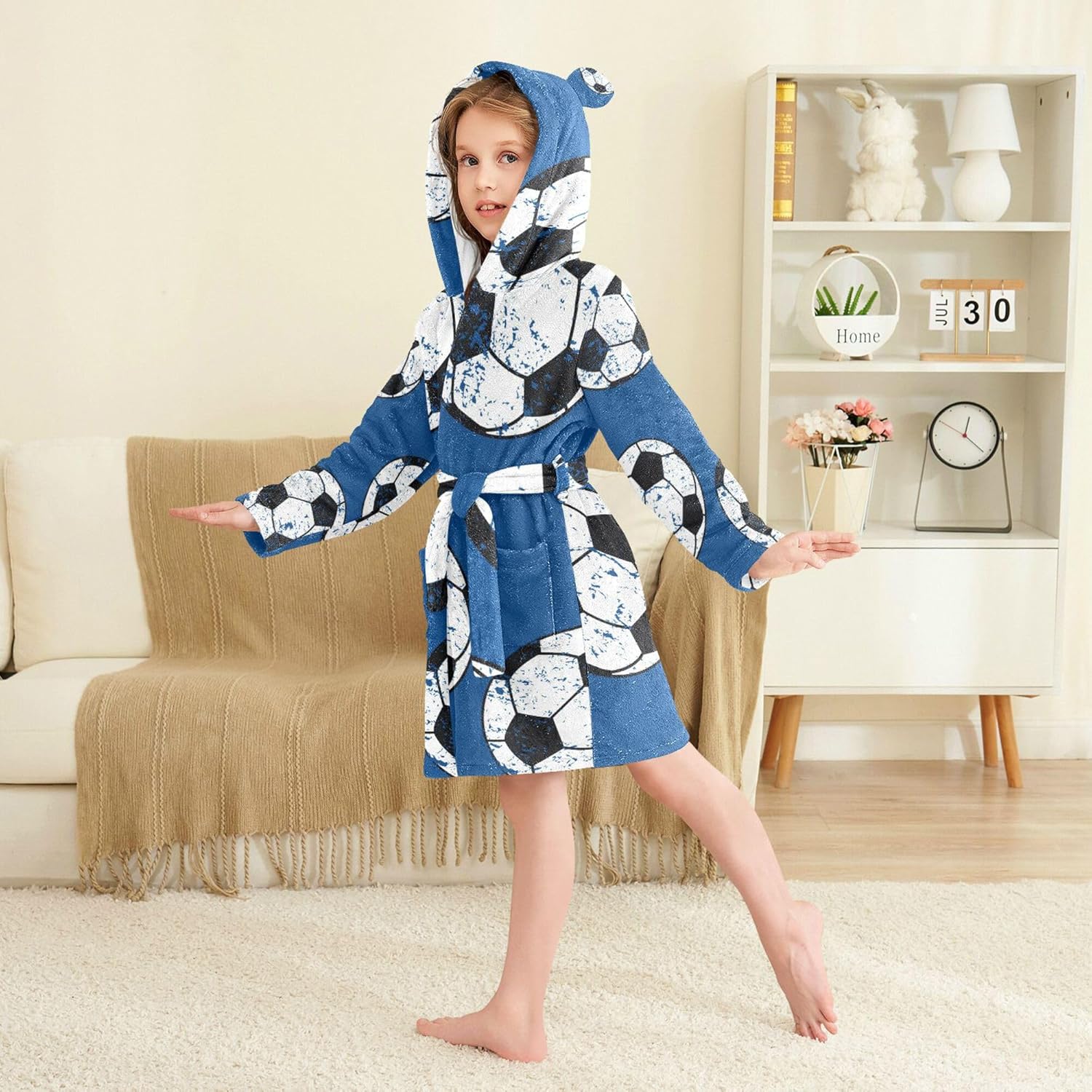 Bathrobe Hooded PJ Robe Soft Fleece Robe Pajama Sleepwears 2-12 Years