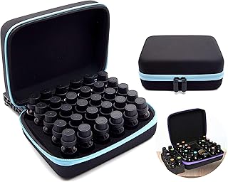 Essential Oils Carrying Case, Magnoloran Essential Oil Holder Storage Box Securely Holds 5ml, 10ml and 15ml Aromatherapy Bottles, Hard Shell Exterior Storage Organizer Perfect for Home Storage and Travel