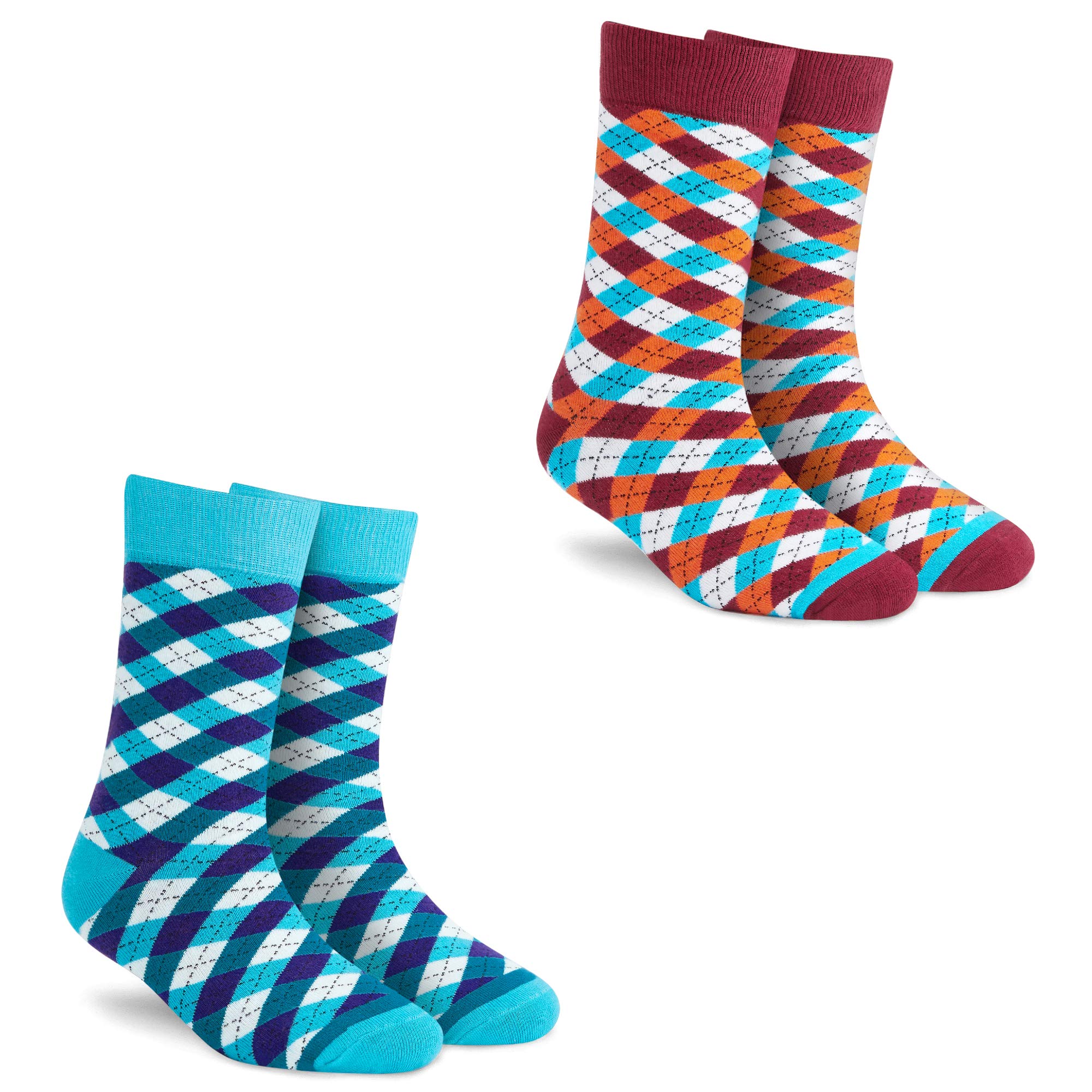 men's and women's combed cotton designer crew length socks (pack of 2) (multicolour, free size)