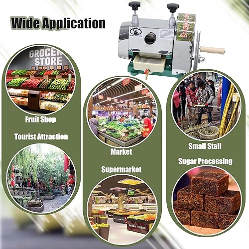 Miniatura 3 de INTSUPERMAI Exprimidor manual de caña de azúcar, máquina extractor de prensa comercial de caña de azúcar, exprimidor con salida de 110-330lb/h 2