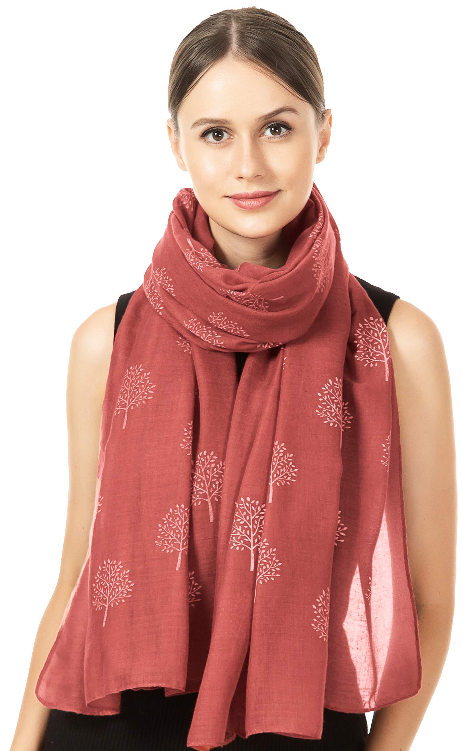 World of Shawls Mulberry Tree Scarf Shawl Wrap Soft Warm (Rust - Stitched Ends)