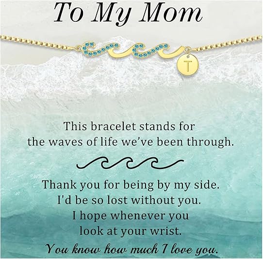 Dainty Gold Bracelet with Initials, Gifts for Women Initial Bracelets for Women Mom Gift Teen Gifts Trendy Stuff Wave Bracelet Grandma Graduation Gifts for Her 2025 Daughter Friend Letter A-Z Birthday Christmas Jewelry