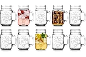 Glaver's Set of 10 Mason Jar Glasses for Delicious Drinking