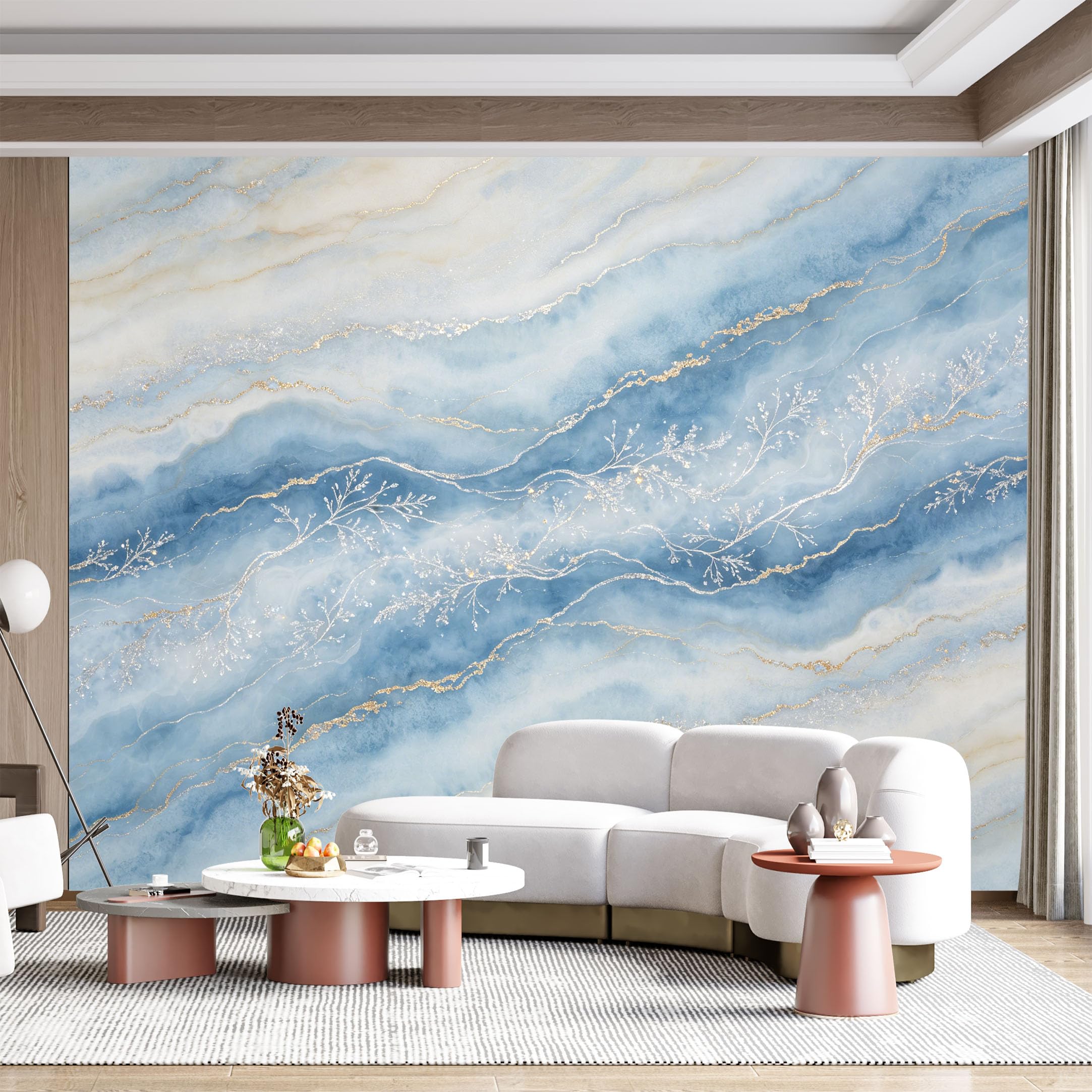 Custom Size Wall Mural Abstract Marble Gold Swirl Watercolor Textured Geometric SelfAdhesive Wall Fabric Removable for Home Office Decor